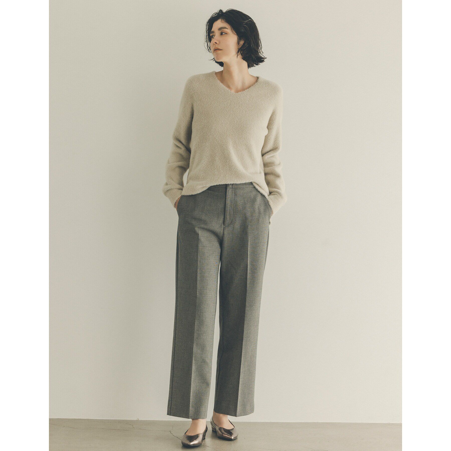 OPAQUE.CLIP「《SS-LLsize》着丈が選べる！裏起毛ストレッチワイドパンツ【蓄熱素材/洗濯機洗い可】」|その他|