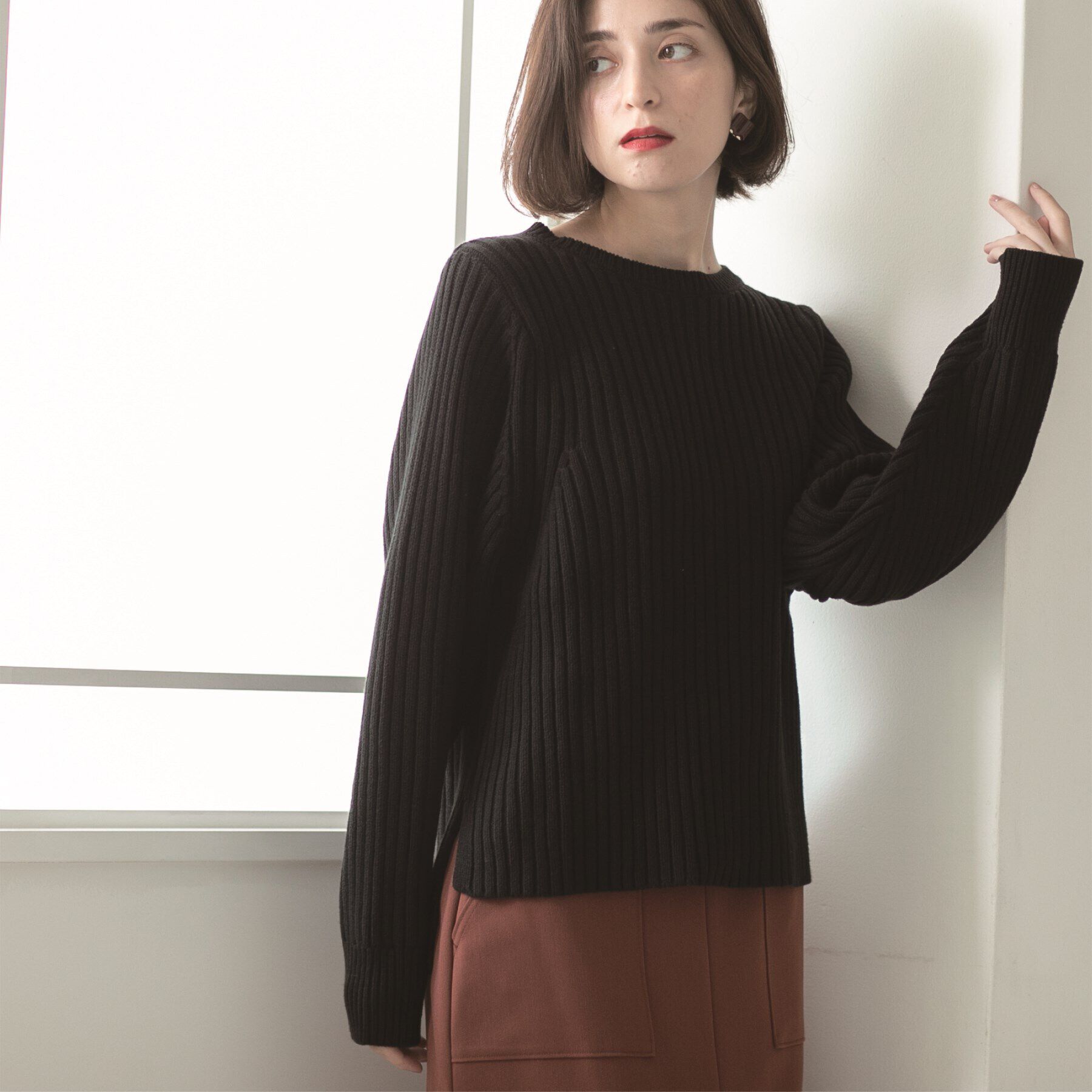 OPAQUE.CLIP「《7color》ボリュームスリーブリブニット【洗濯機洗い可】」|ニット・セーター|