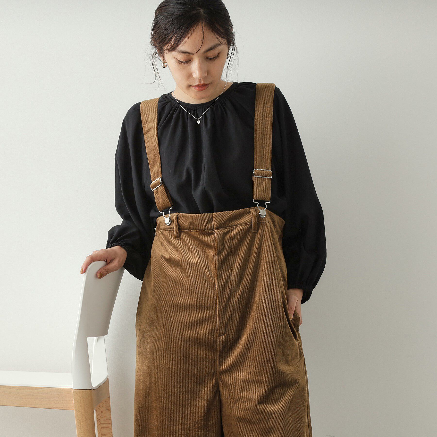 OPAQUE.CLIP「コーデュロイ ワイドサロペット【洗濯機洗い可】」|オールインワン|