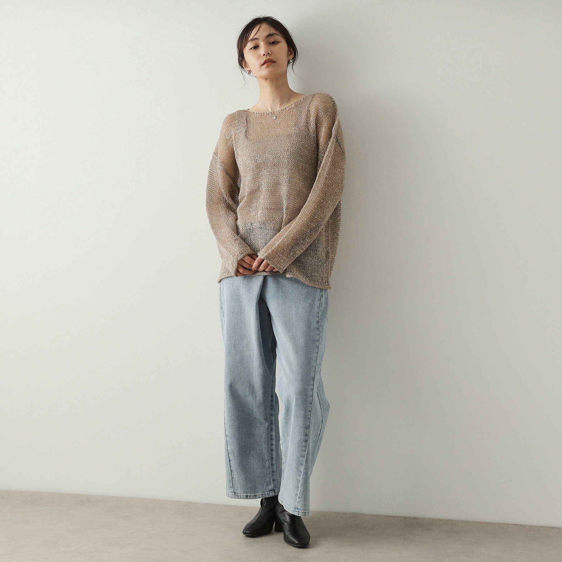 OPAQUE.CLIP「キラキラシアーニット【洗濯機洗い可】」|ニット・セーター|