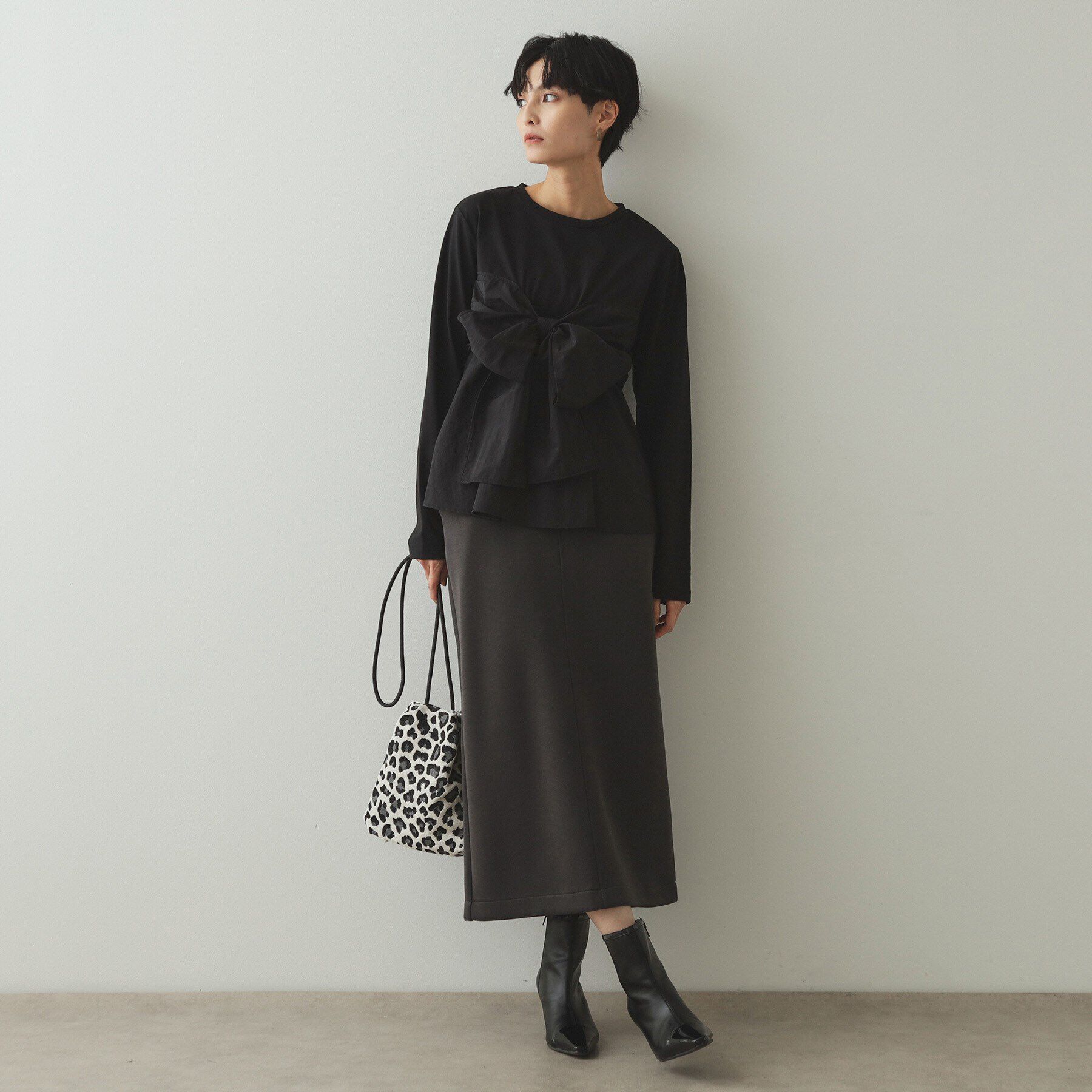 OPAQUE.CLIP「リボンビスチェ ドッキングカットソー【洗濯機洗い可】」|Tシャツ・カットソー|