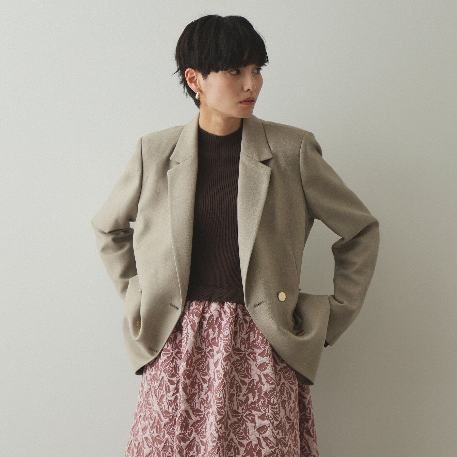 OPAQUE.CLIP「金ボタンダブルテーラードジャケット【洗える/ストレッチ/抗ピル】」|テーラードジャケット|