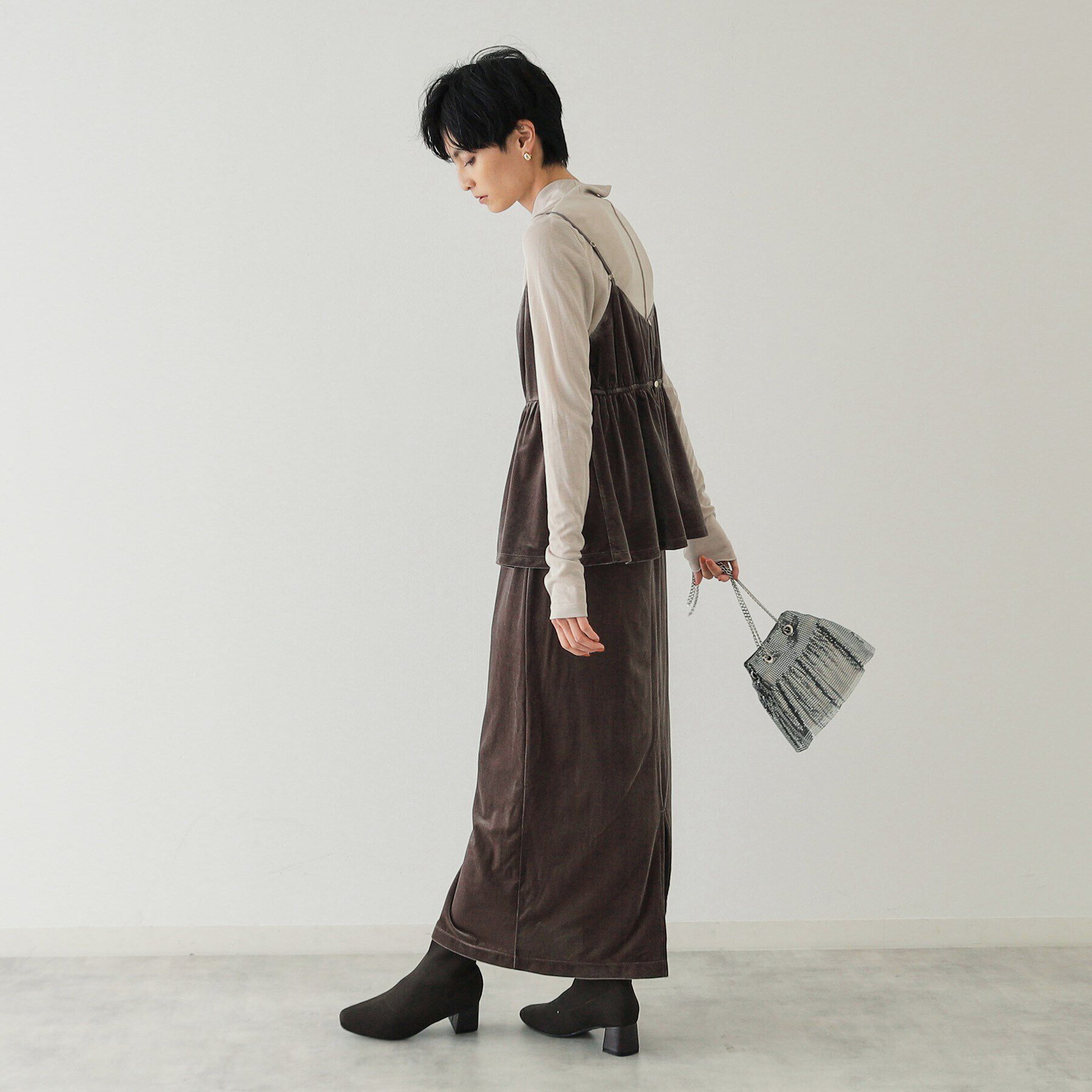 OPAQUE.CLIP「《美人百花掲載》ベロアキャミブラウス/セットアップ対応【洗濯機洗い可】」|キャミソール|