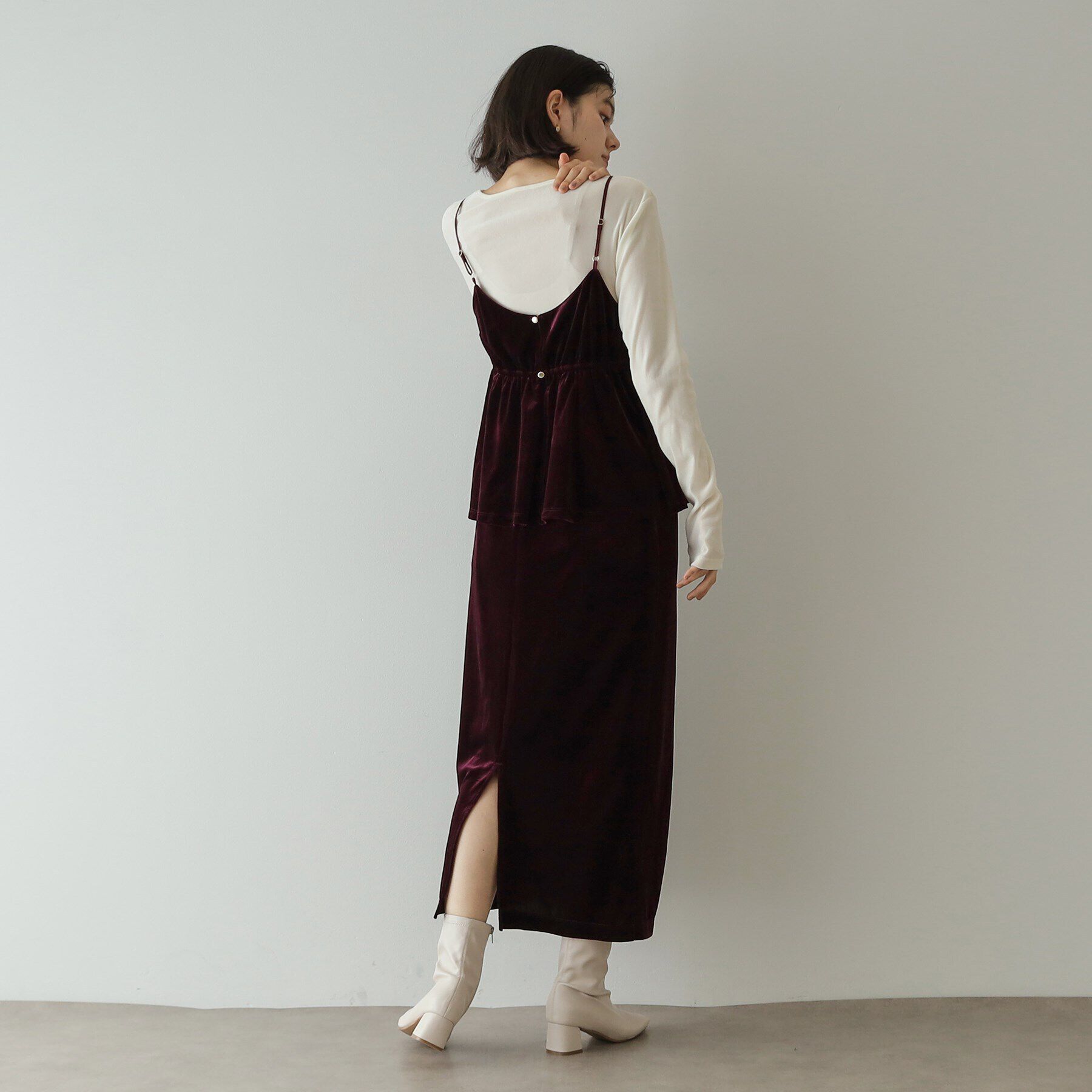 OPAQUE.CLIP「《美人百花掲載》ベロアキャミブラウス/セットアップ対応【洗濯機洗い可】」|キャミソール|