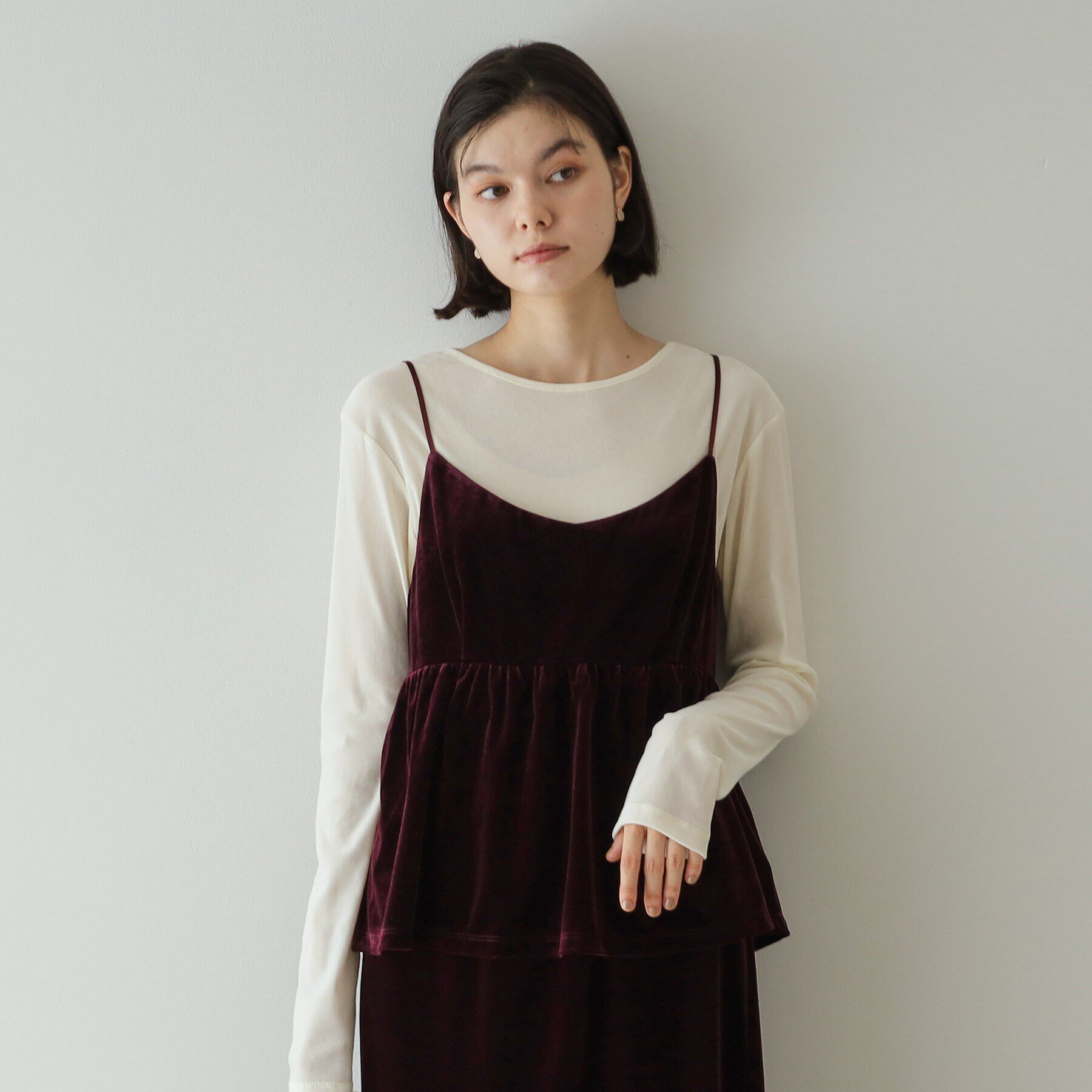 OPAQUE.CLIP「《美人百花掲載》ベロアキャミブラウス/セットアップ対応【洗濯機洗い可】」|キャミソール|