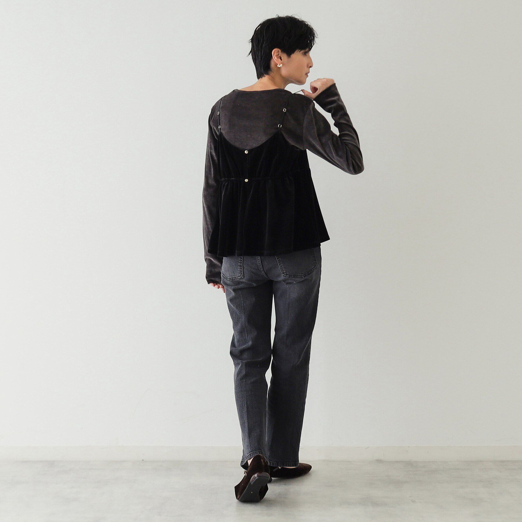 OPAQUE.CLIP「《美人百花掲載》ベロアキャミブラウス/セットアップ対応【洗濯機洗い可】」|キャミソール|