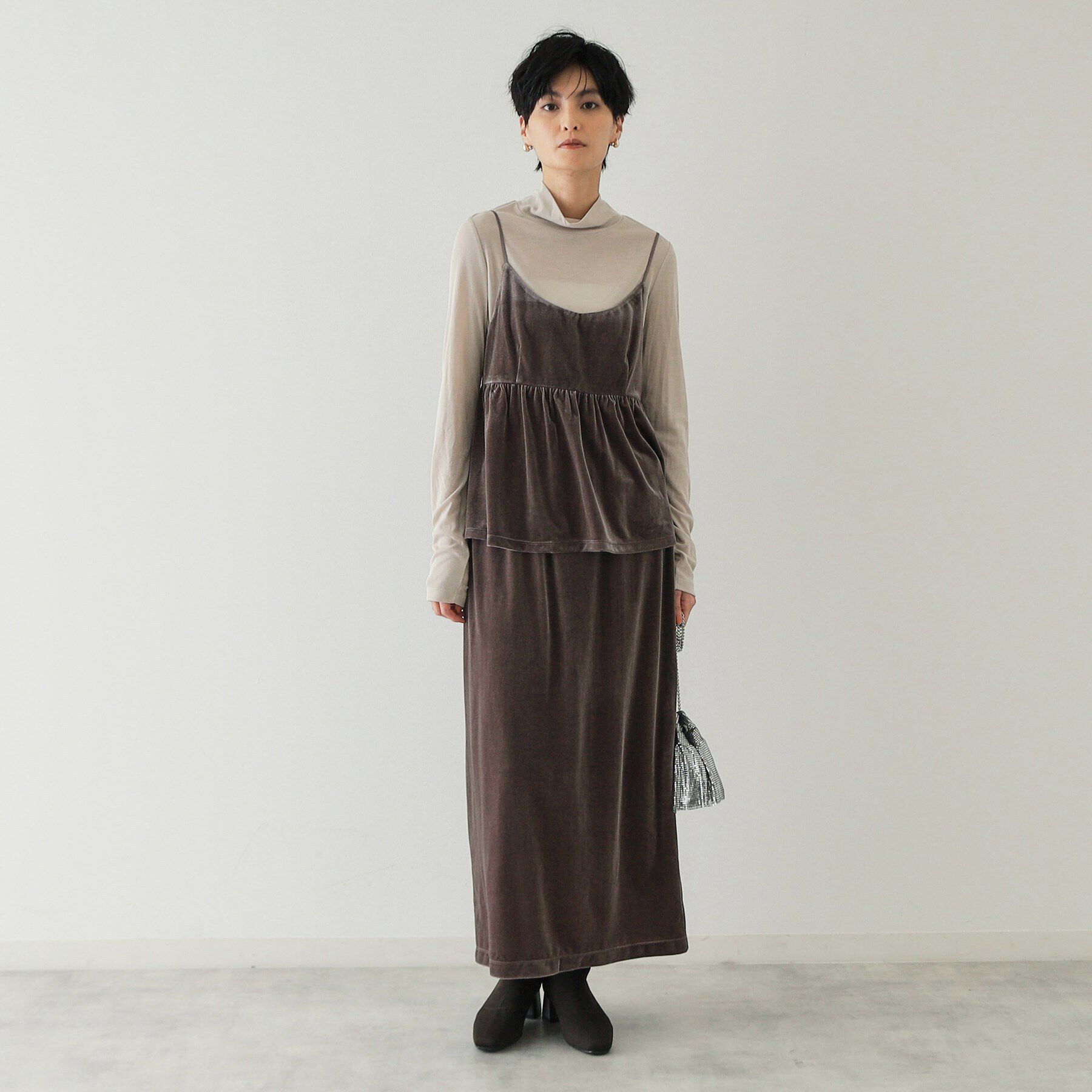 OPAQUE.CLIP「《美人百花掲載》ベロアキャミブラウス/セットアップ対応【洗濯機洗い可】」|キャミソール|