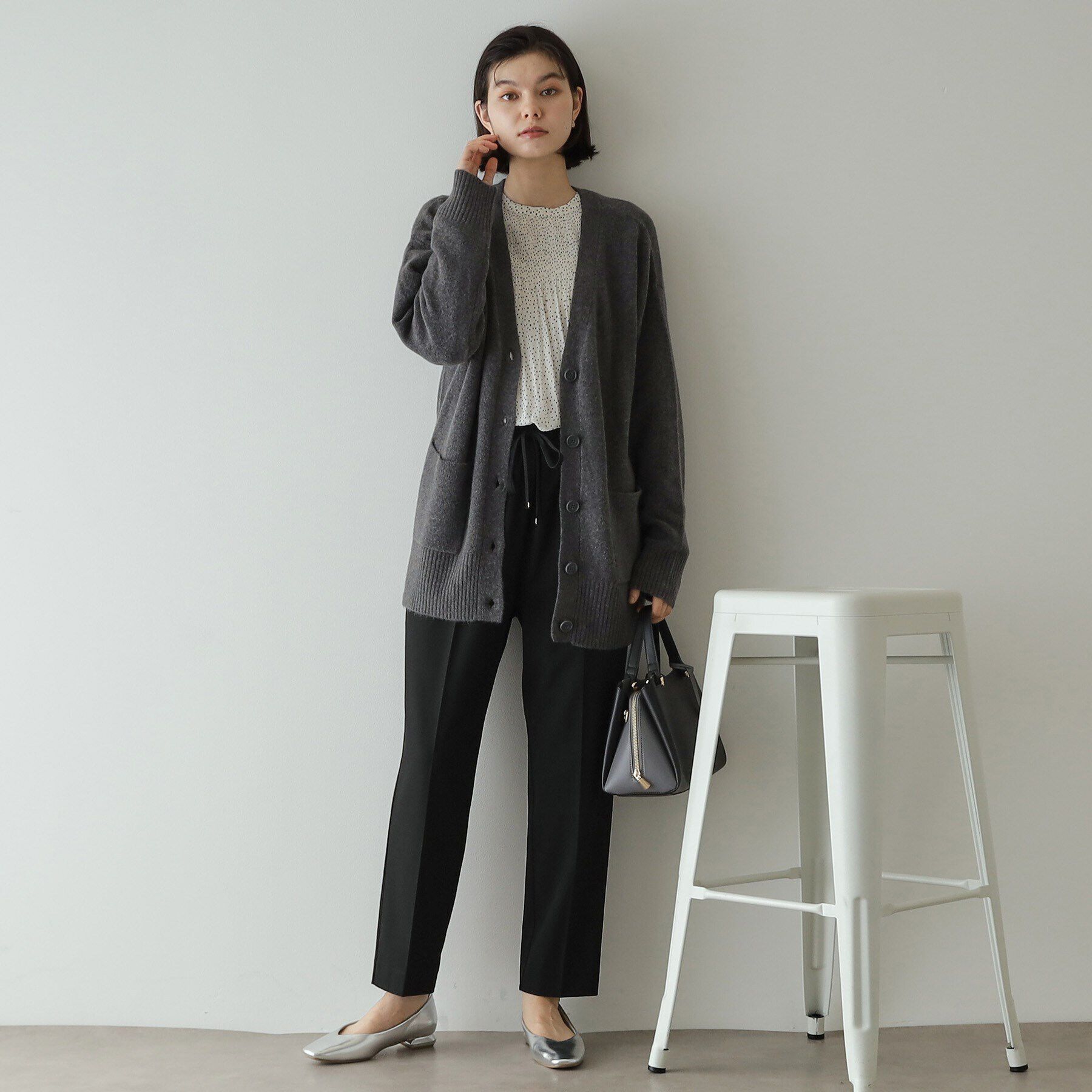 OPAQUE.CLIP「アンゴラ混リラクシーVネックニットカーディガン【洗濯機洗い可】」|カーディガン|