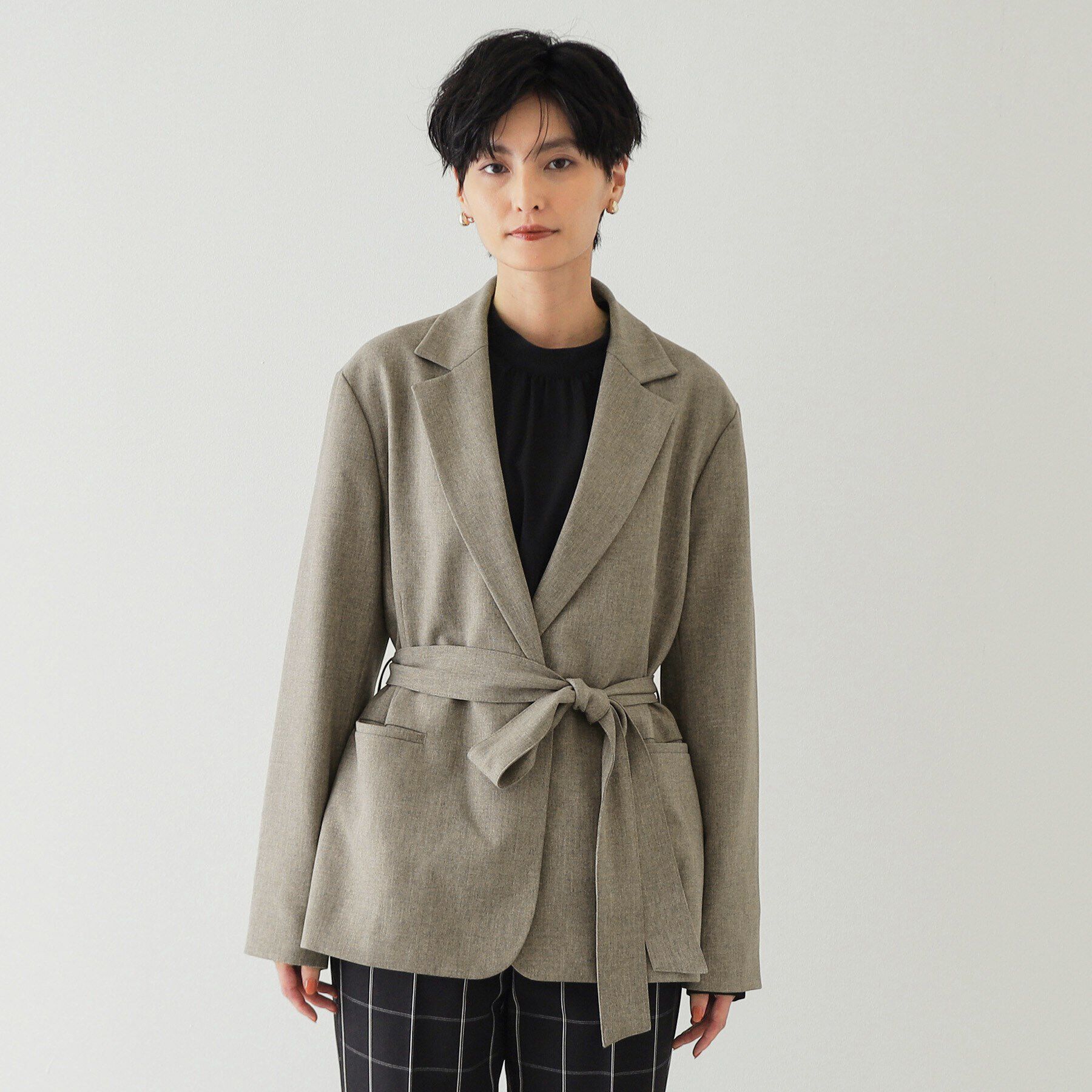 OPAQUE.CLIP「ウエストベルト テーラードジャケット【洗濯機洗い可】」|テーラードジャケット|