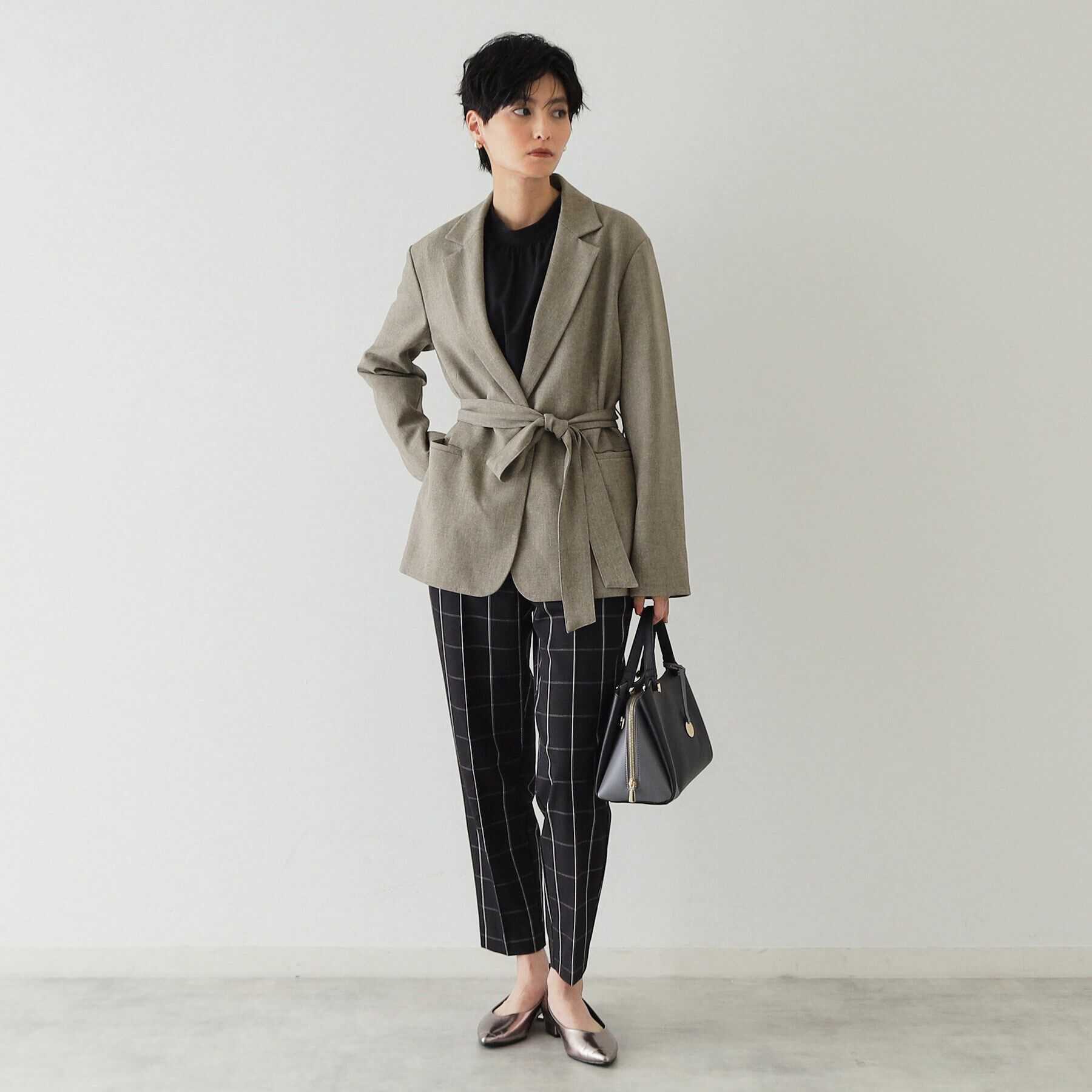 OPAQUE.CLIP「ウエストベルト テーラードジャケット【洗濯機洗い可】」|テーラードジャケット|