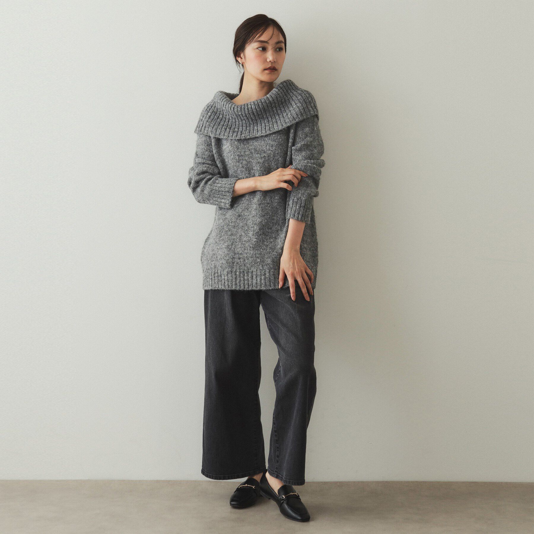 OPAQUE.CLIP「MIXオフショルダーニット【洗濯機洗い可】」|ニット・セーター|