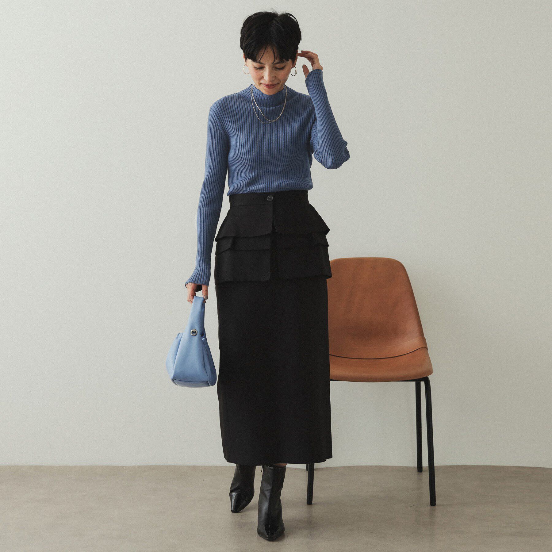 OPAQUE.CLIP「《5color/S-LLsize》もちもちハイネックリブニット【洗濯機洗い可】」|ニット・セーター|