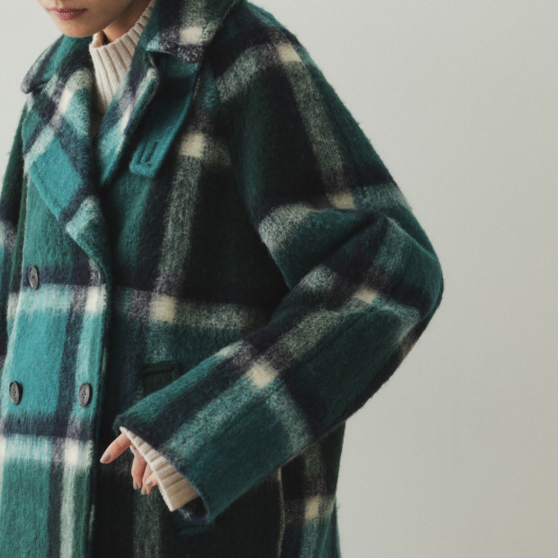 OPAQUE.CLIP「《美人百花掲載》ビックチェック ミドルPコート」|ピーコート|