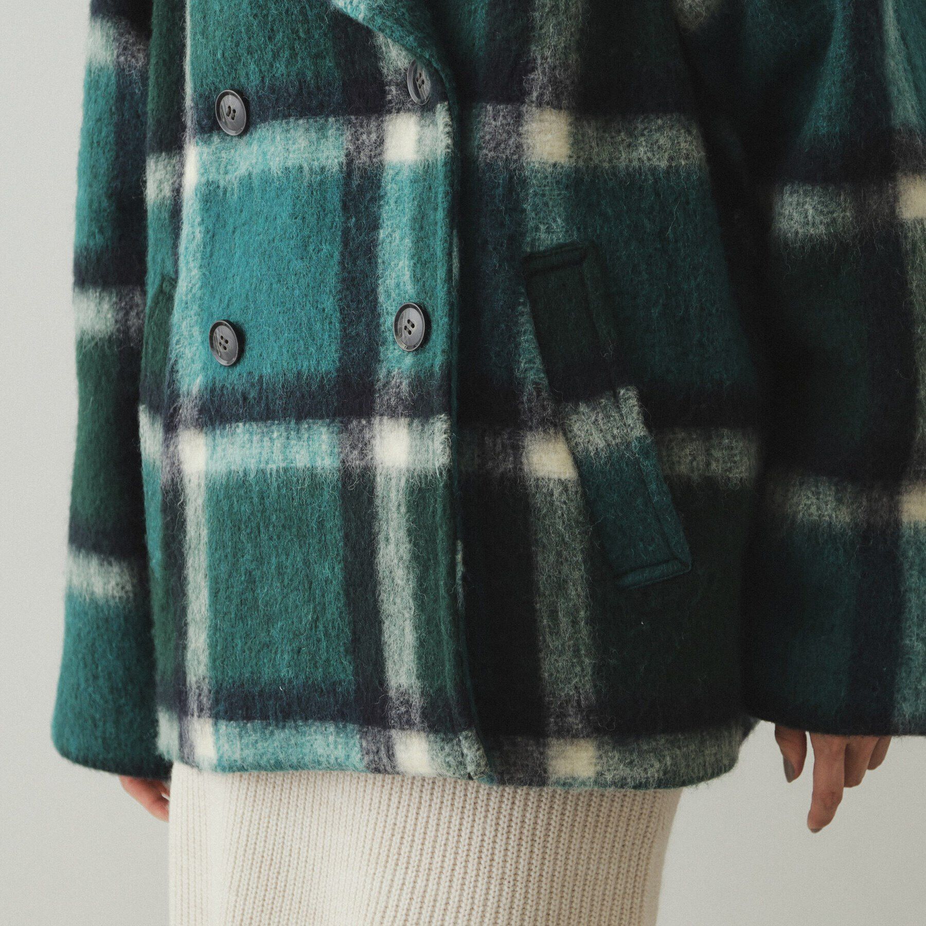 OPAQUE.CLIP「《美人百花掲載》ビックチェック ミドルPコート」|ピーコート|