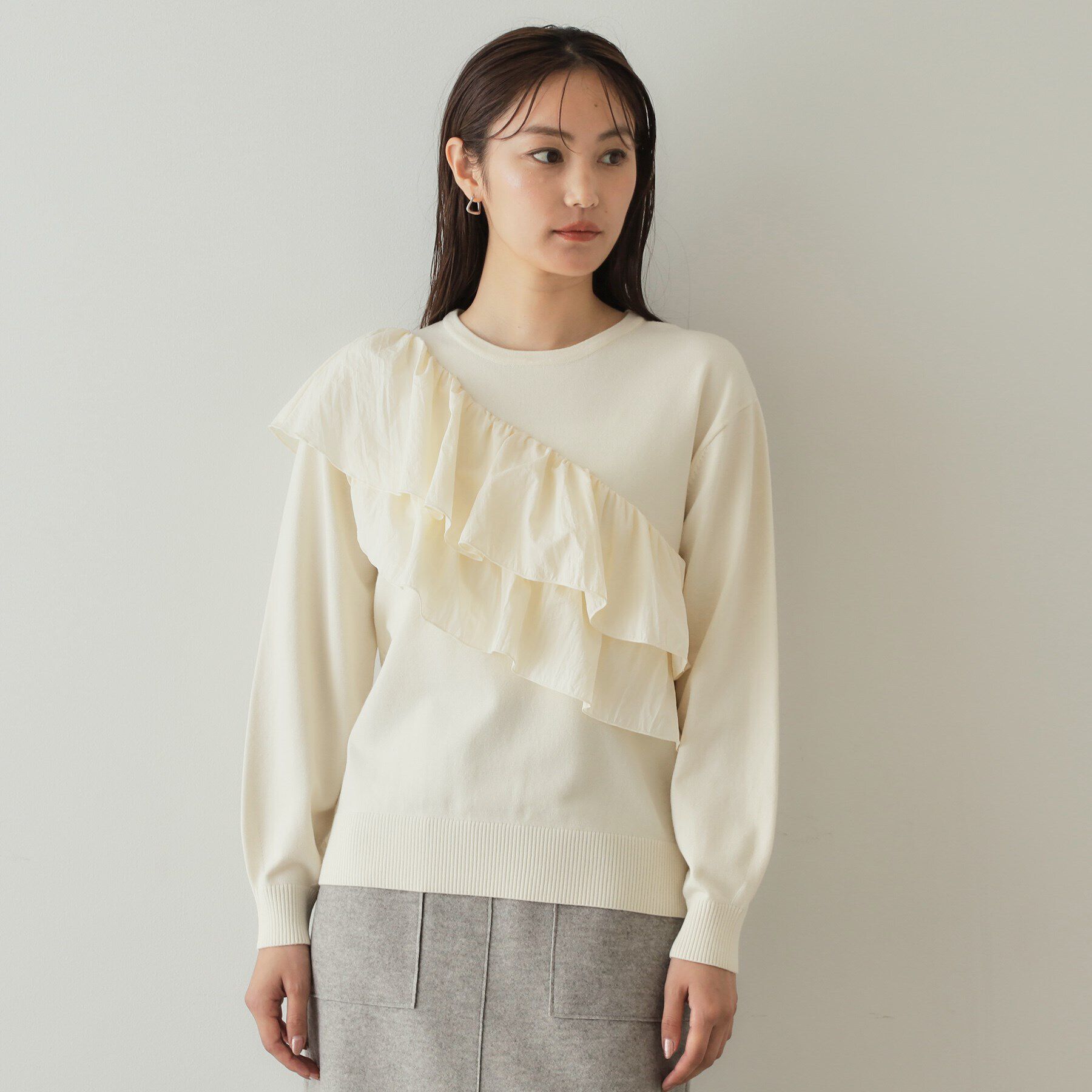 OPAQUE.CLIP「ダブルフリルドッキングニット【洗濯機洗い可】」|ニット・セーター|