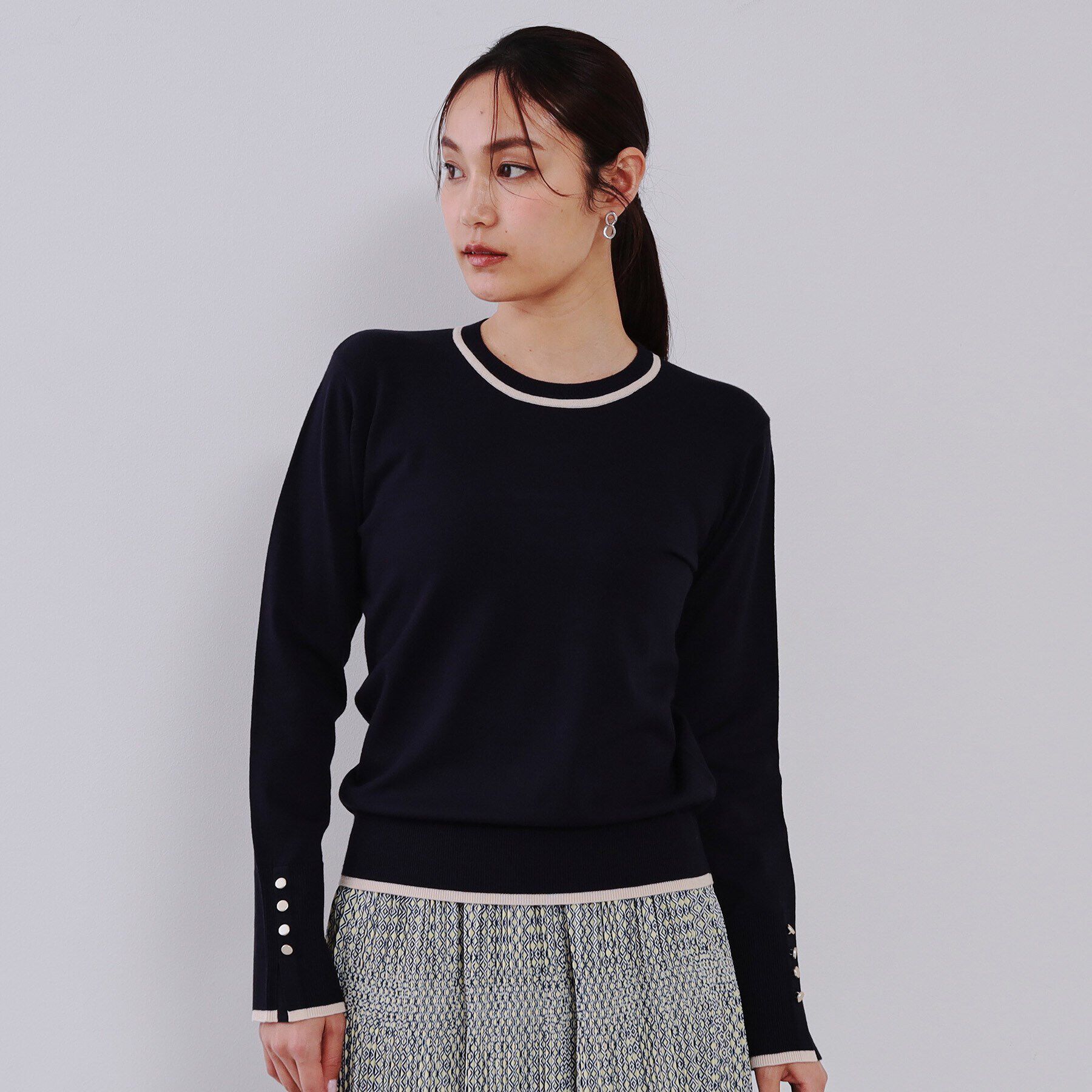 OPAQUE.CLIP「配色ラインニット/アンサンブル対応【洗濯機洗い可】」|ニット・セーター|