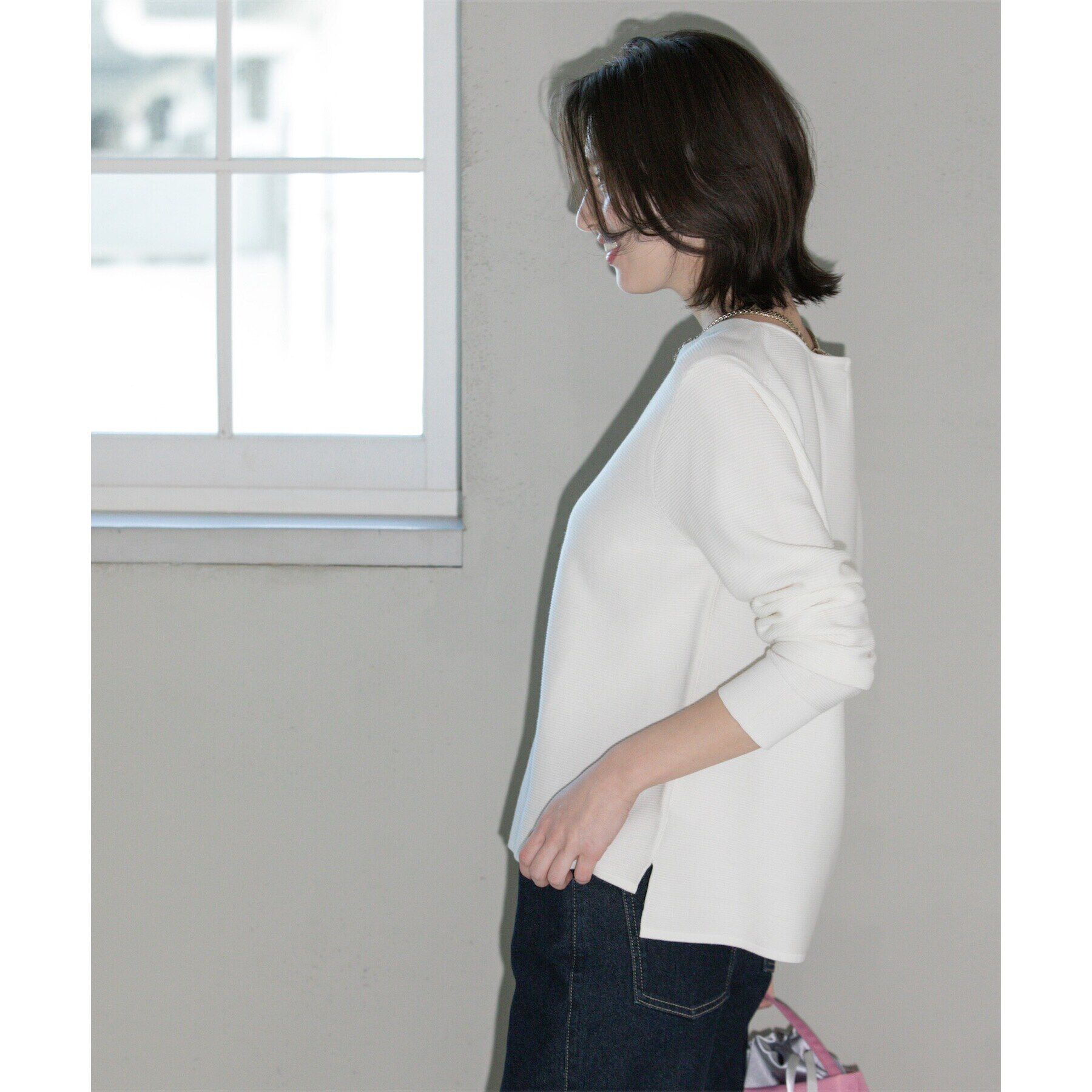 OPAQUE.CLIP「ボートネックニット/オーガニックコットン混【UV/洗濯機洗い可】」|ニット・セーター|