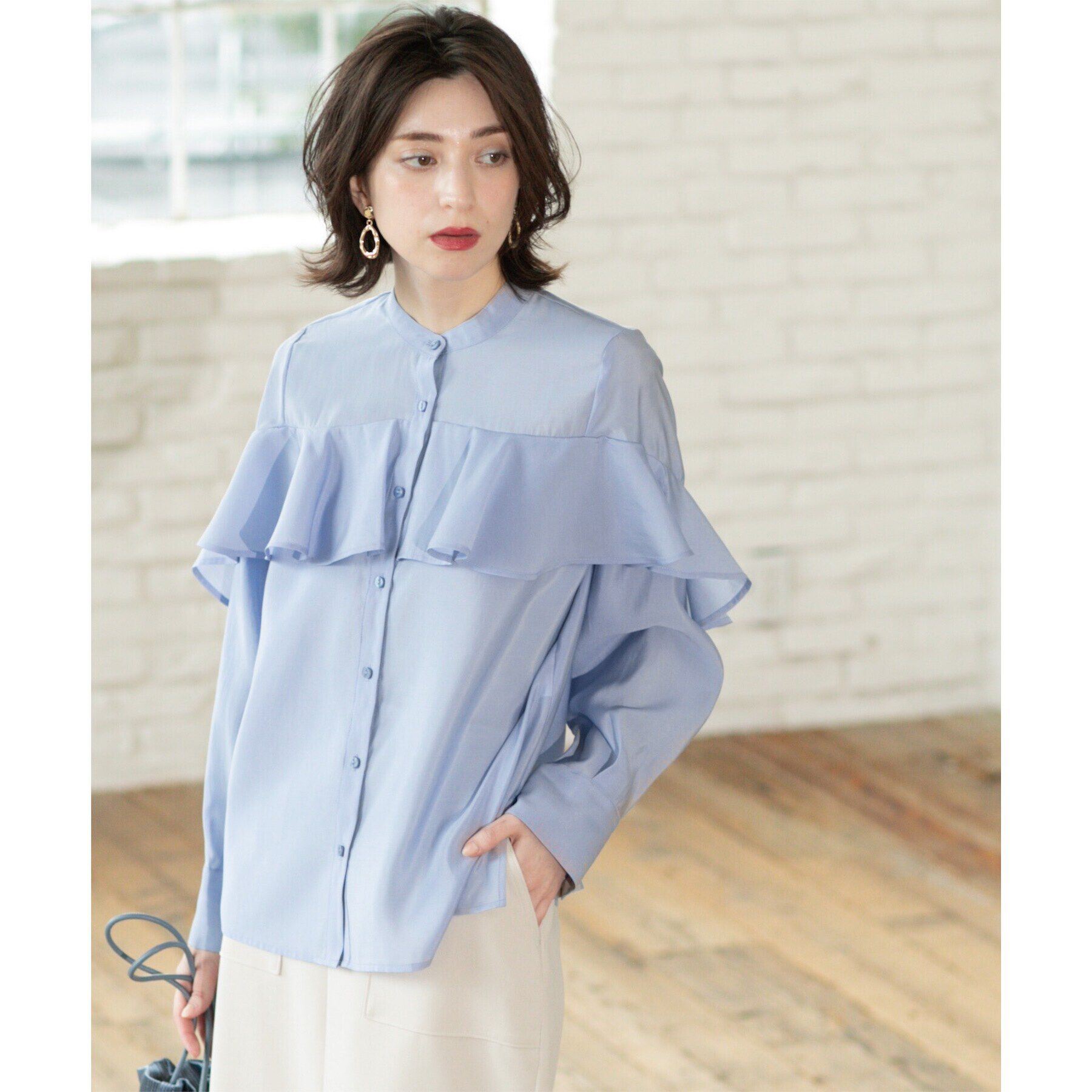 OPAQUE.CLIP「シアーフリルブラウス【洗濯機洗い可】」|シャツ・ブラウス|