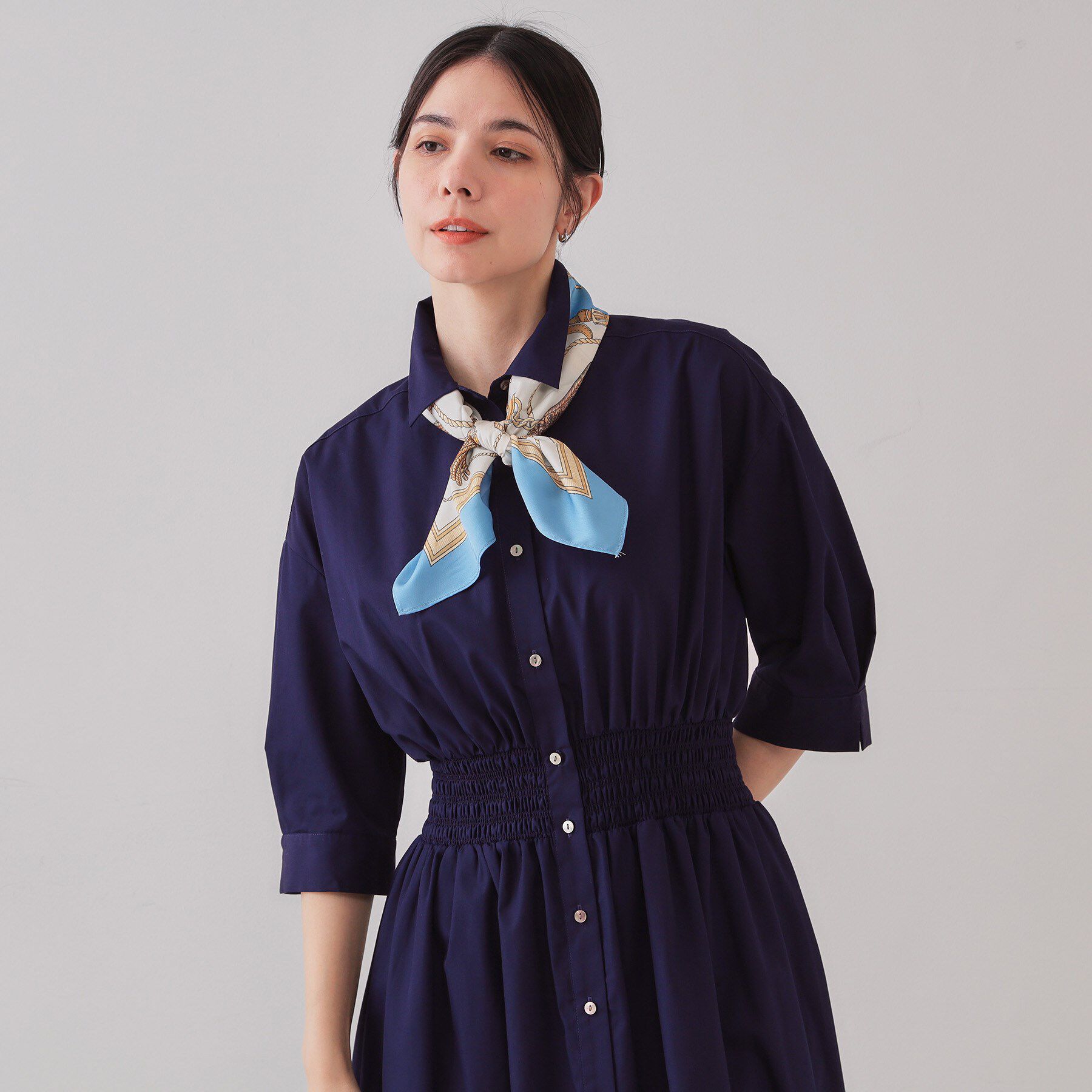 OPAQUE.CLIP「《5色展開》フィット＆フレアシャツワンピース【洗濯機洗い可】」|ワンピース|