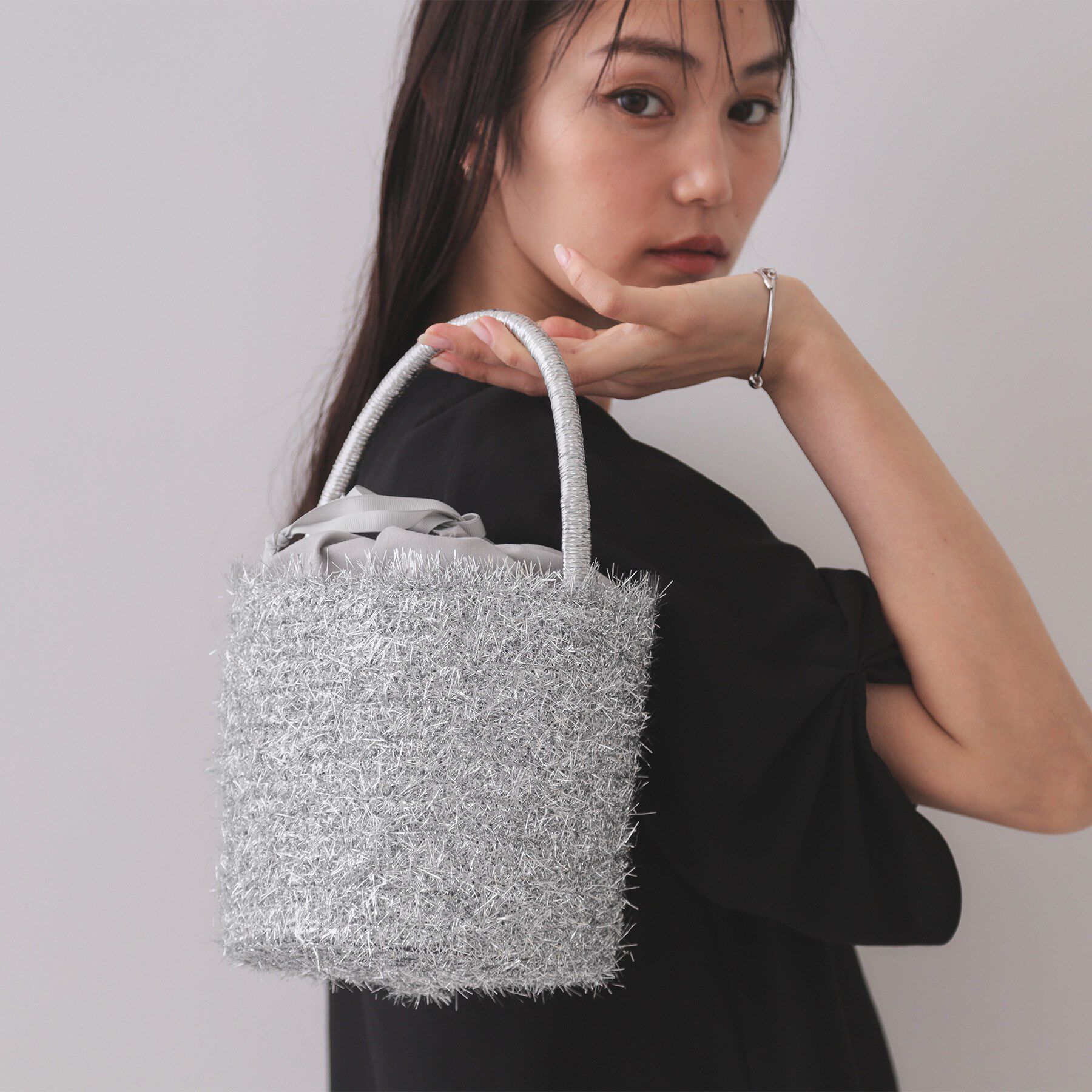 OPAQUE.CLIP「ラメバスケット調バケットバッグ」|ハンドバッグ|