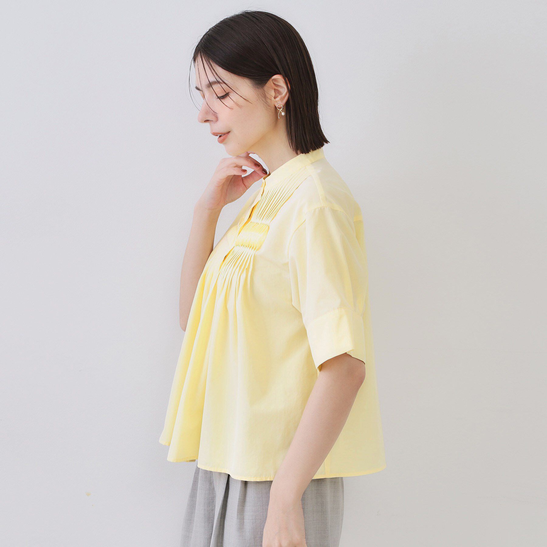 OPAQUE.CLIP「ピンタックフレアシャツ【洗濯機洗い可】」|シャツ・ブラウス|