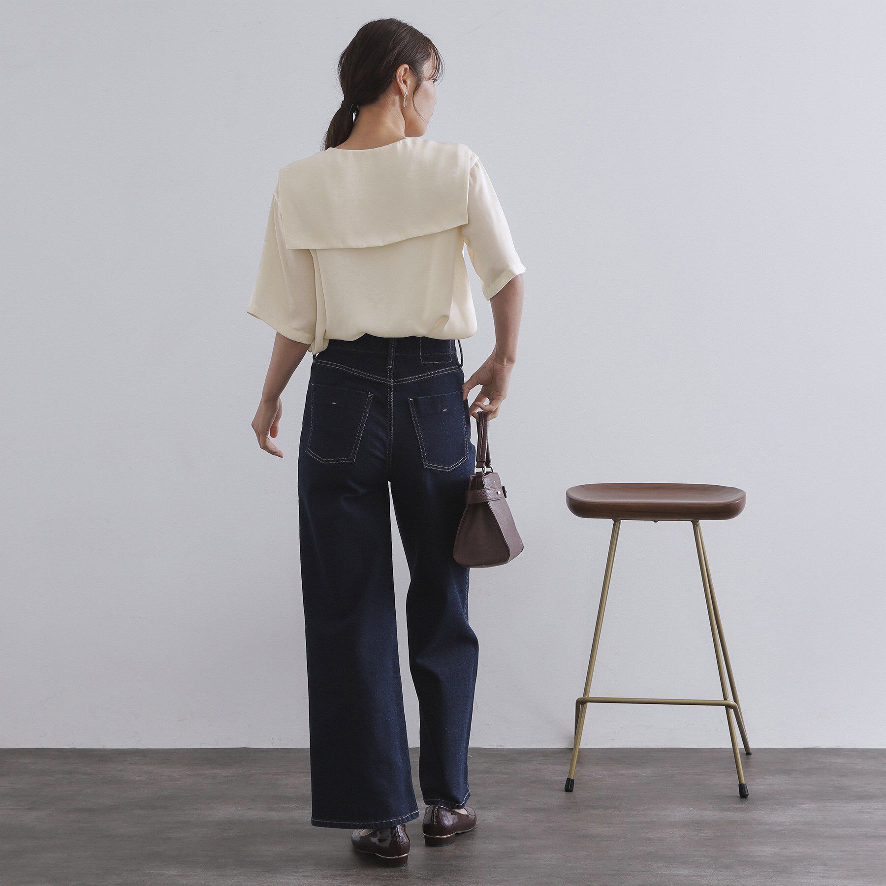 OPAQUE.CLIP「ヴィンテージサテンセーラーカラーブラウス【洗濯機洗い可】」|シャツ・ブラウス|