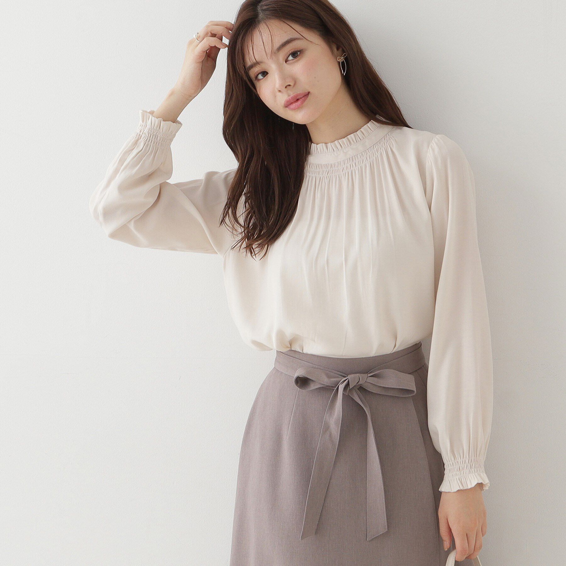 Couture broach「【名品通勤ブラウス】RTピケシャーリングブラウス」|シャツ・ブラウス|