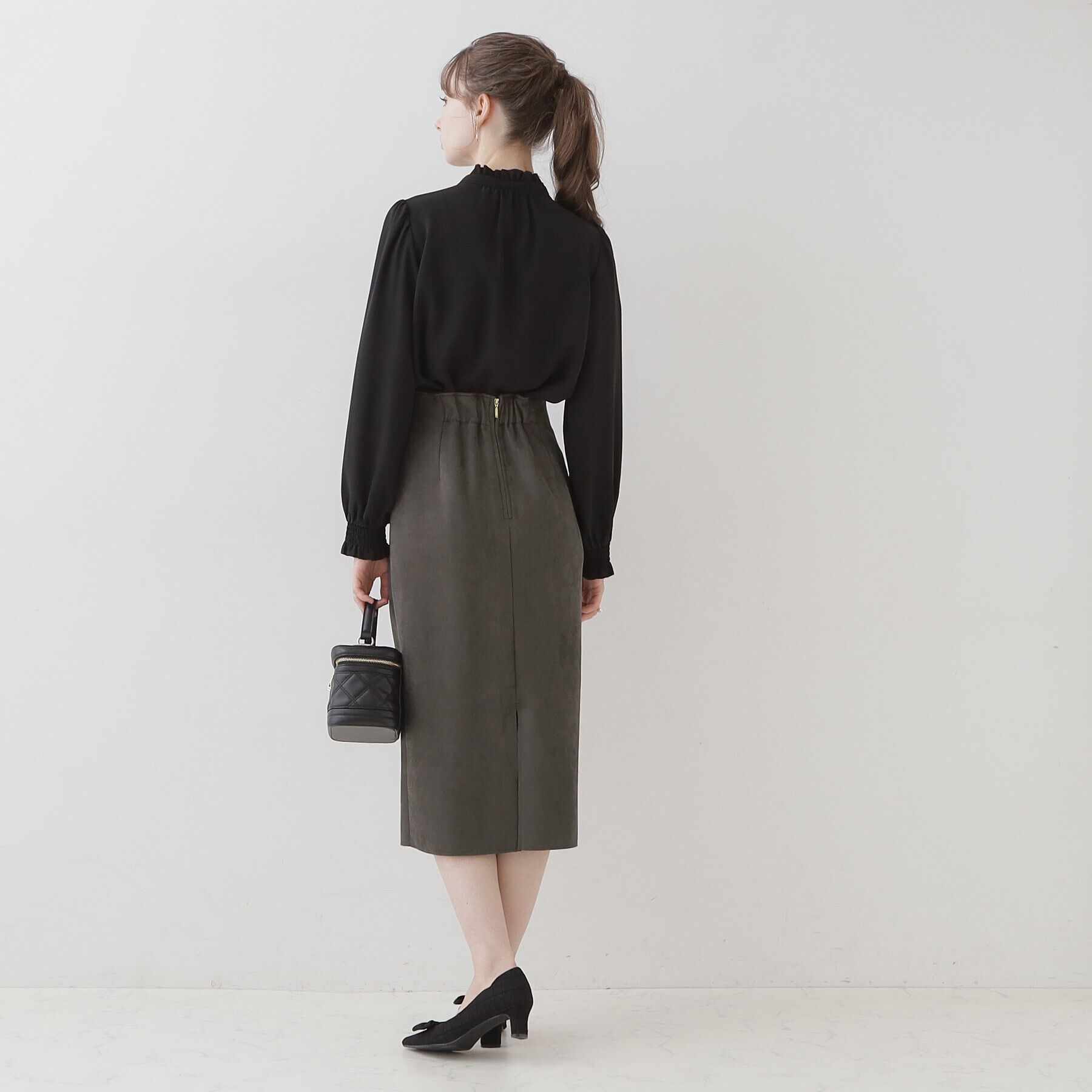 Couture broach「【理想的な縦ライン・美脚効果】フェイクスエードダンボールスカート」|スカート|