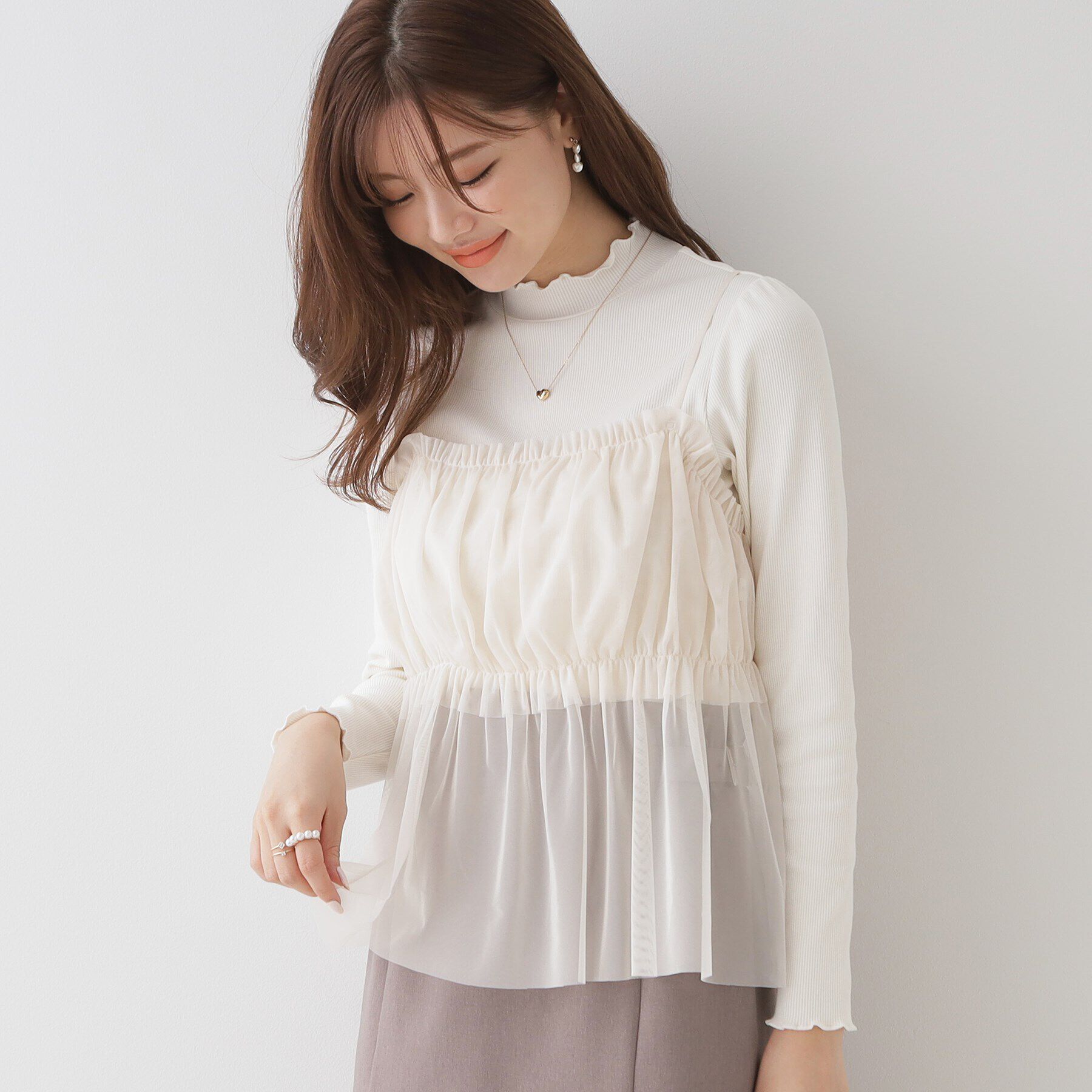 Couture broach「前後2WAYリボンチュールキャミ＆テレコトップス」|その他|ｱｲﾎﾞﾘｰ(004)