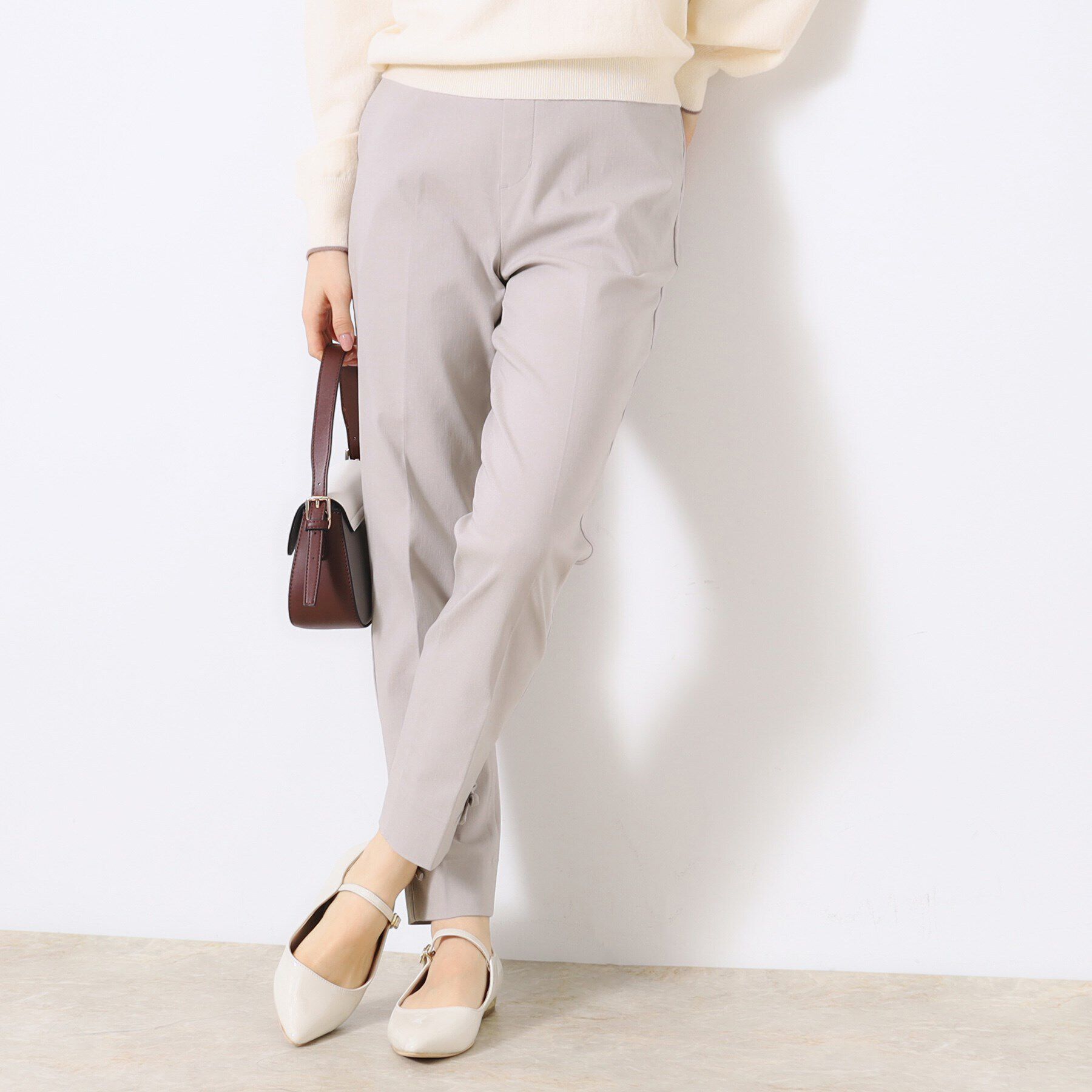 Couture broach「【ラクチンきれい見えパンツ】リボンハイパーストレッチパンツ」|その他|ライトグレー(011