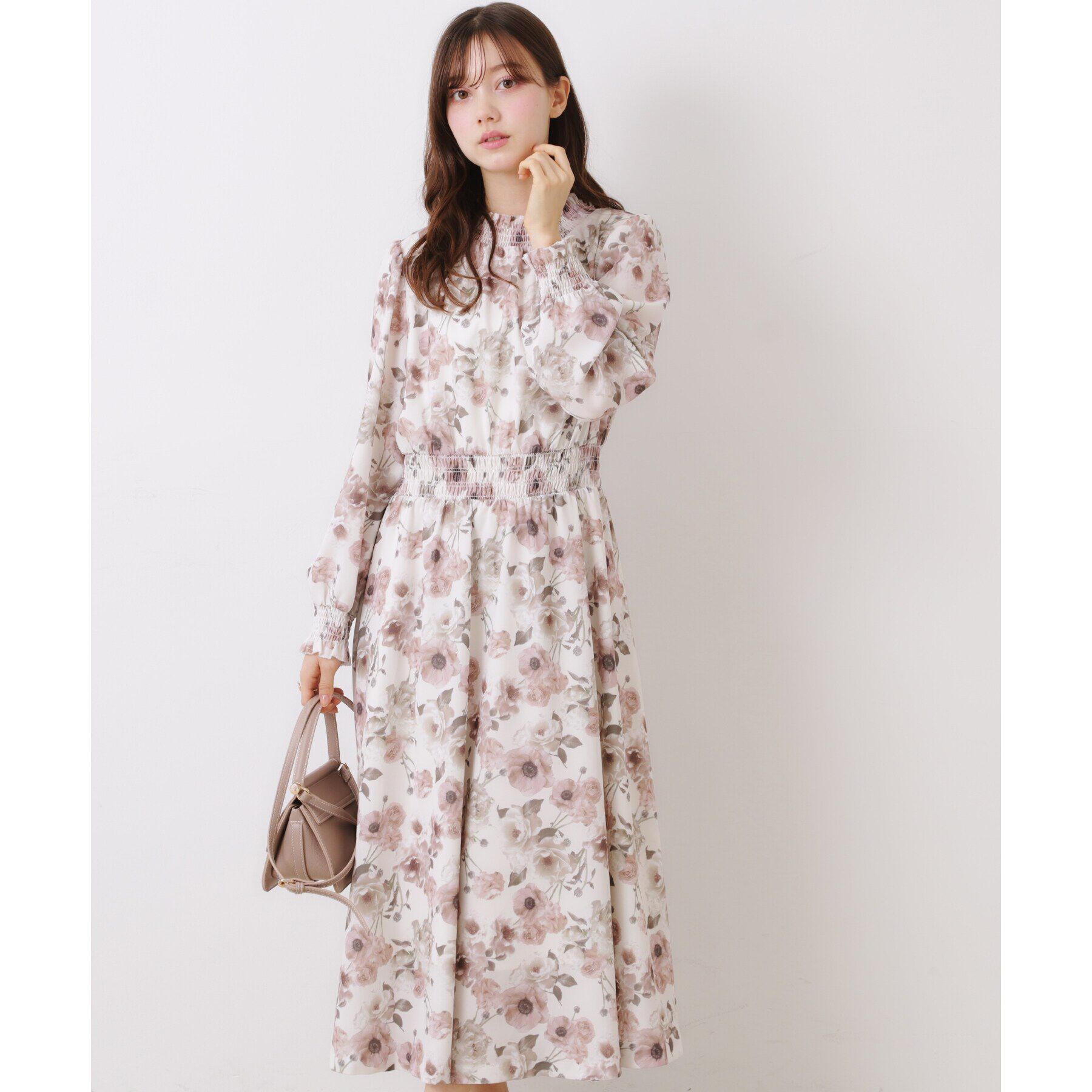 Couture broach「【大人フェミニン・一枚で着映える】Springフラワーシャーリングワンピ」|ワンピース|