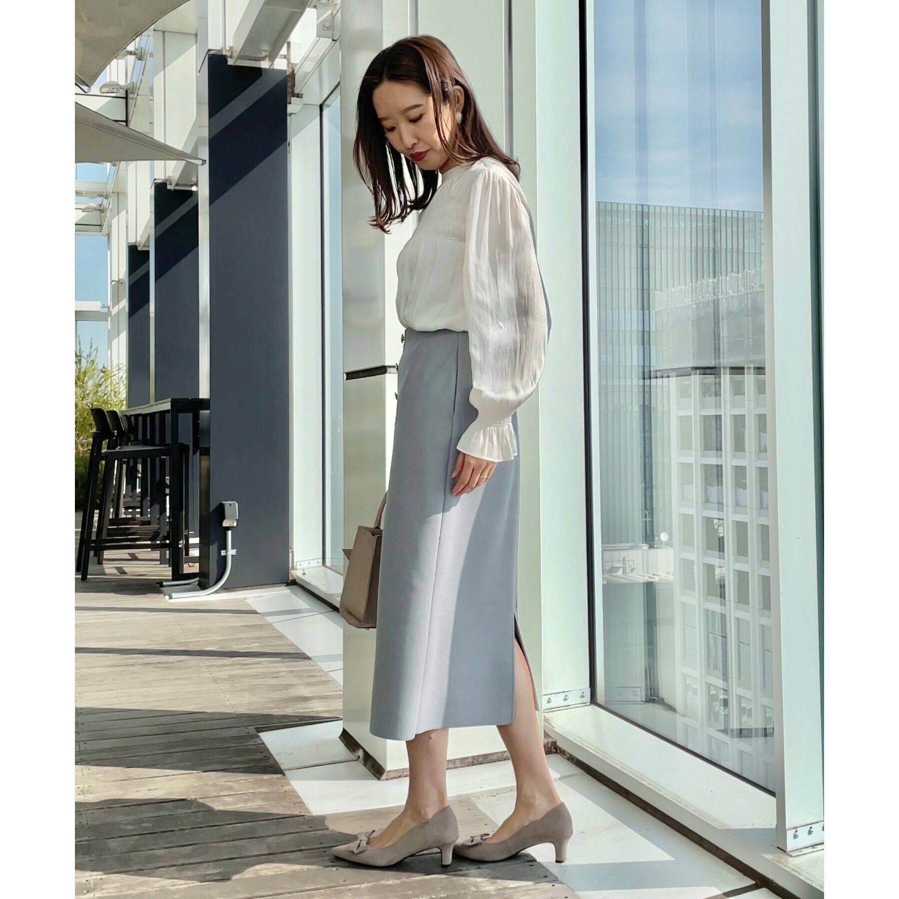 Couture broach「【通勤・大人可愛い】シャーリングギャザーブラウス」|シャツ・ブラウス|