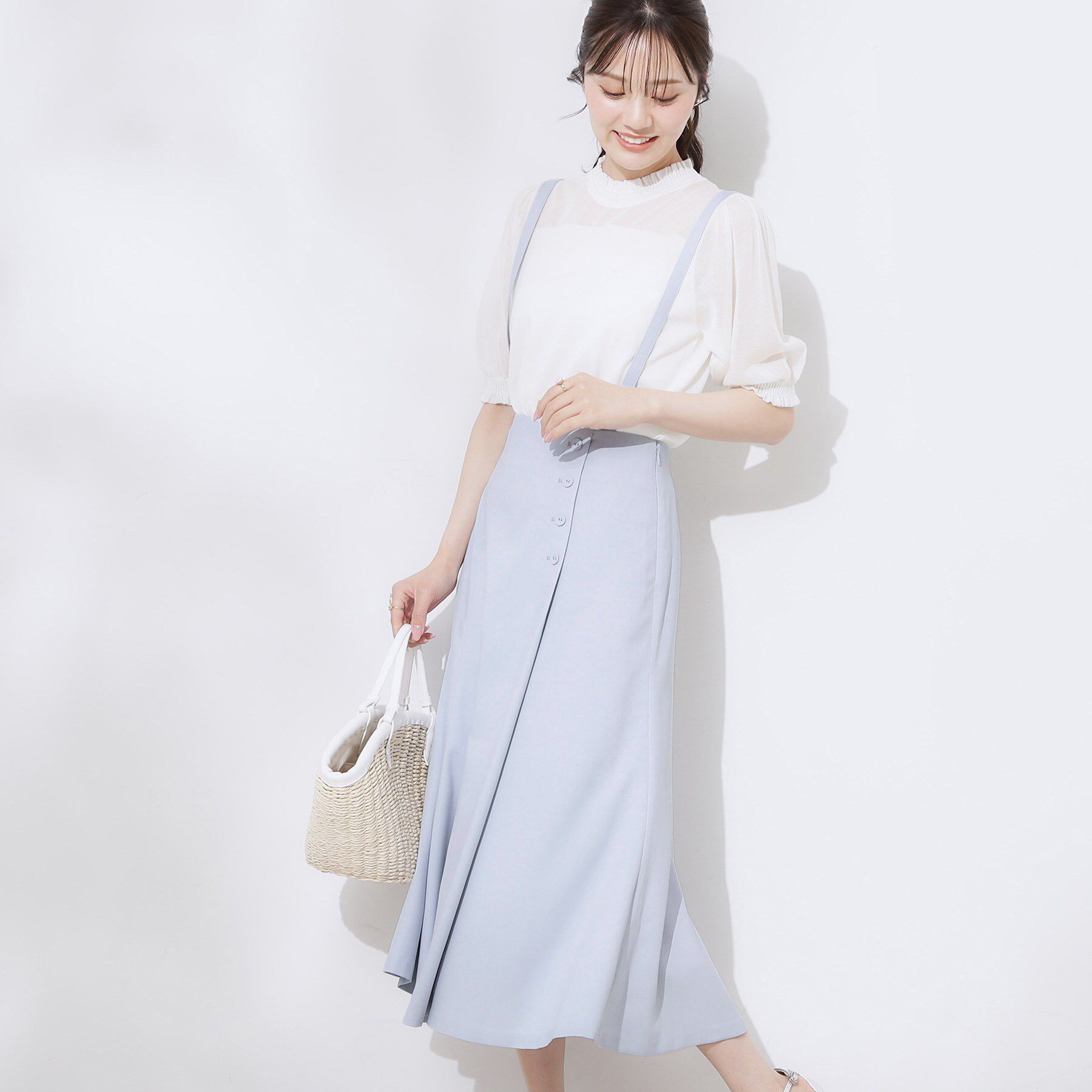 Couture broach「【2WAY・通勤・きれいめ】リネンライク サス付きスカート」|ジャンパースカート|