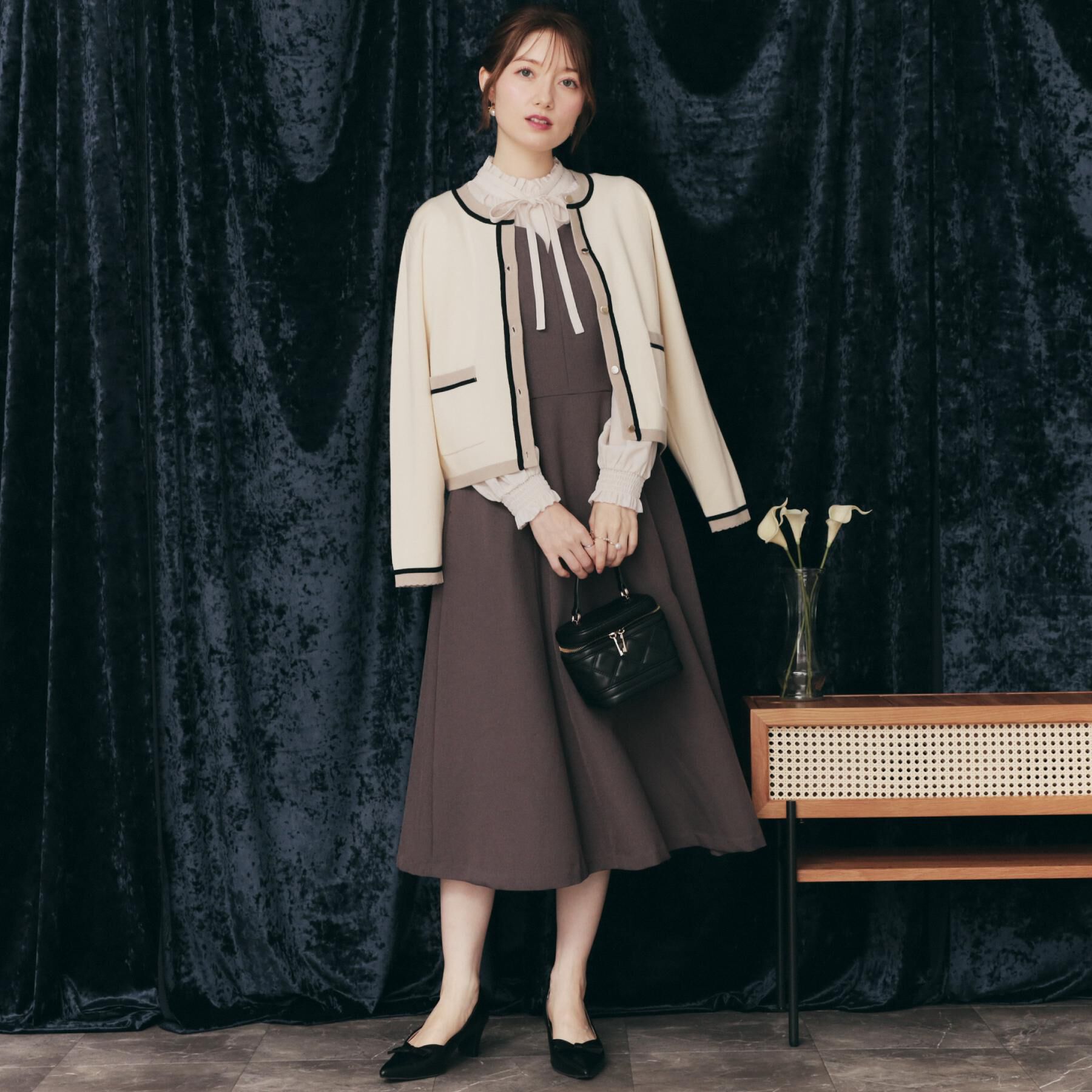 Couture broach「【帯電防止・通勤】ハートネック フレアージャンスカ」|ワンピース|