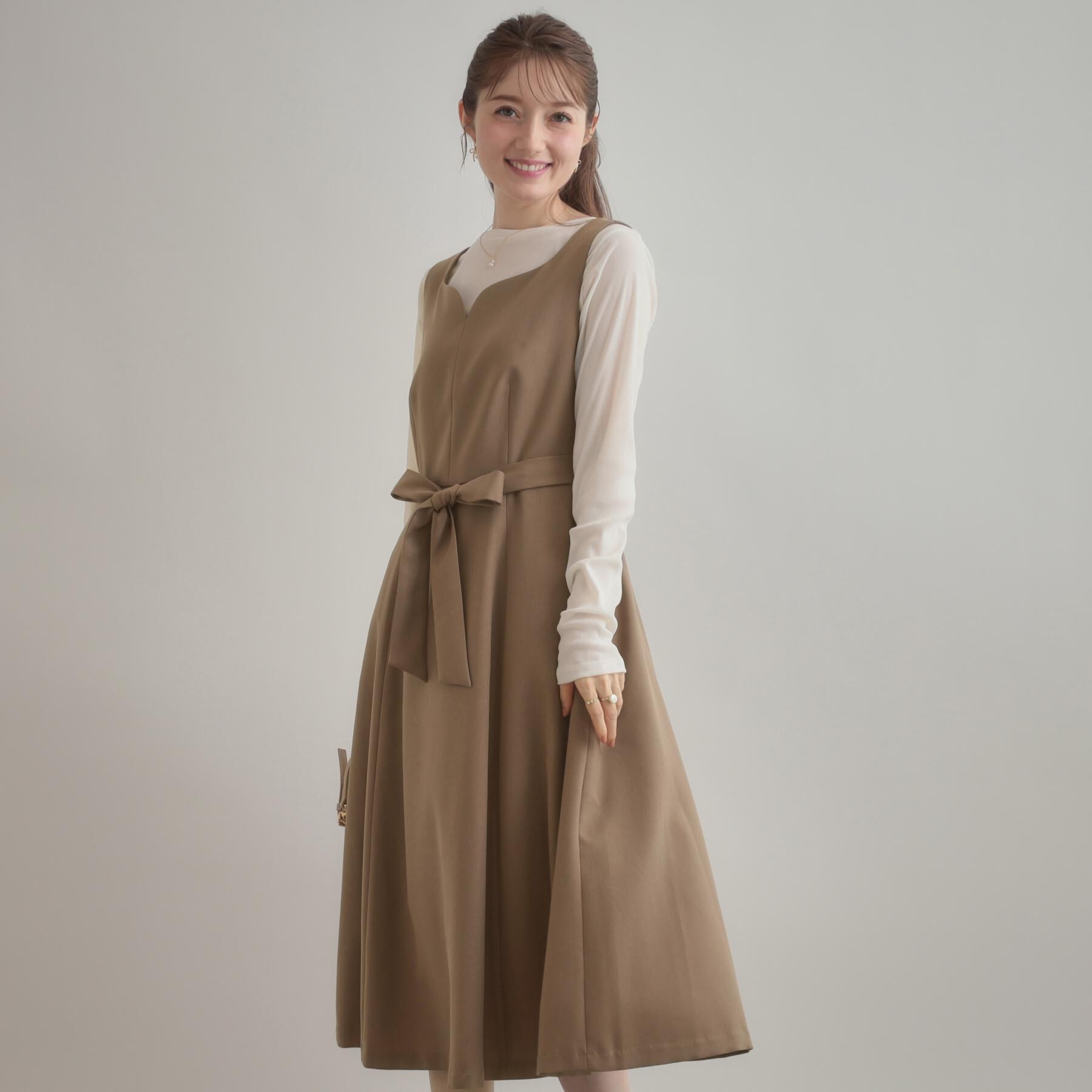 Couture broach「【帯電防止・通勤】ハートネック フレアージャンスカ」|ワンピース|