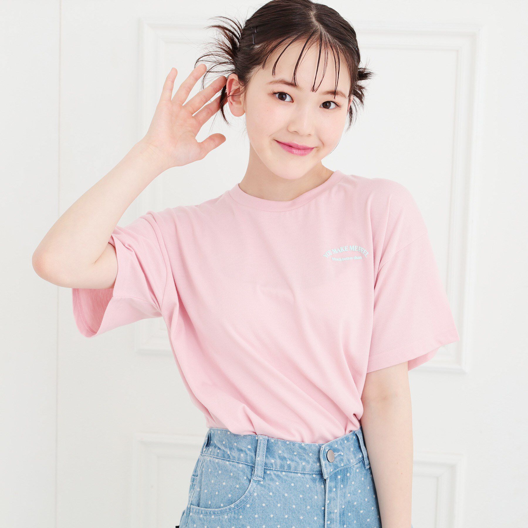 PINK-latte「くまちゃんTシャツ」|Tシャツ・カットソー|ピンク(072)