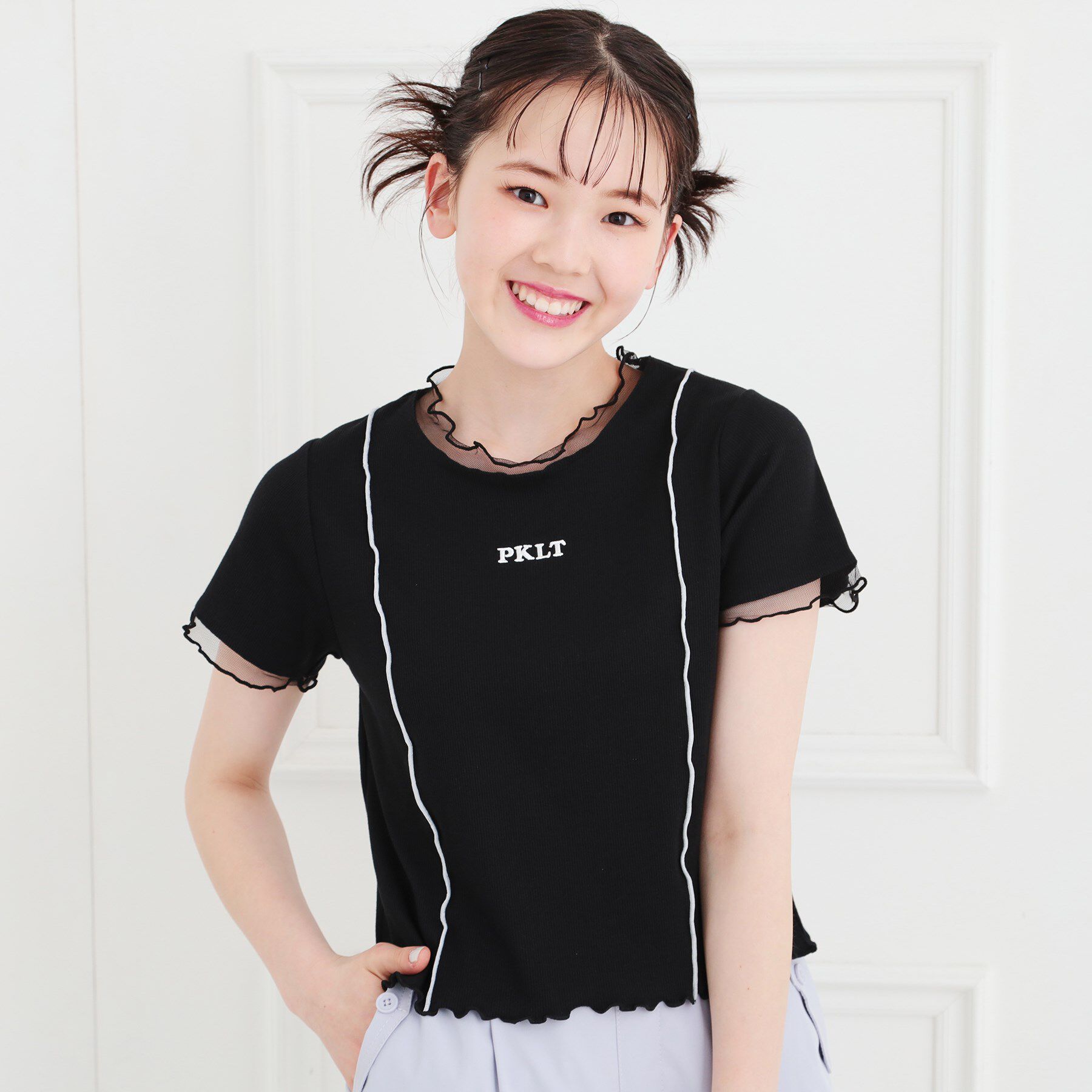 PINK-latte「シアーレイヤード風テレコトップス」|Tシャツ・カットソー|