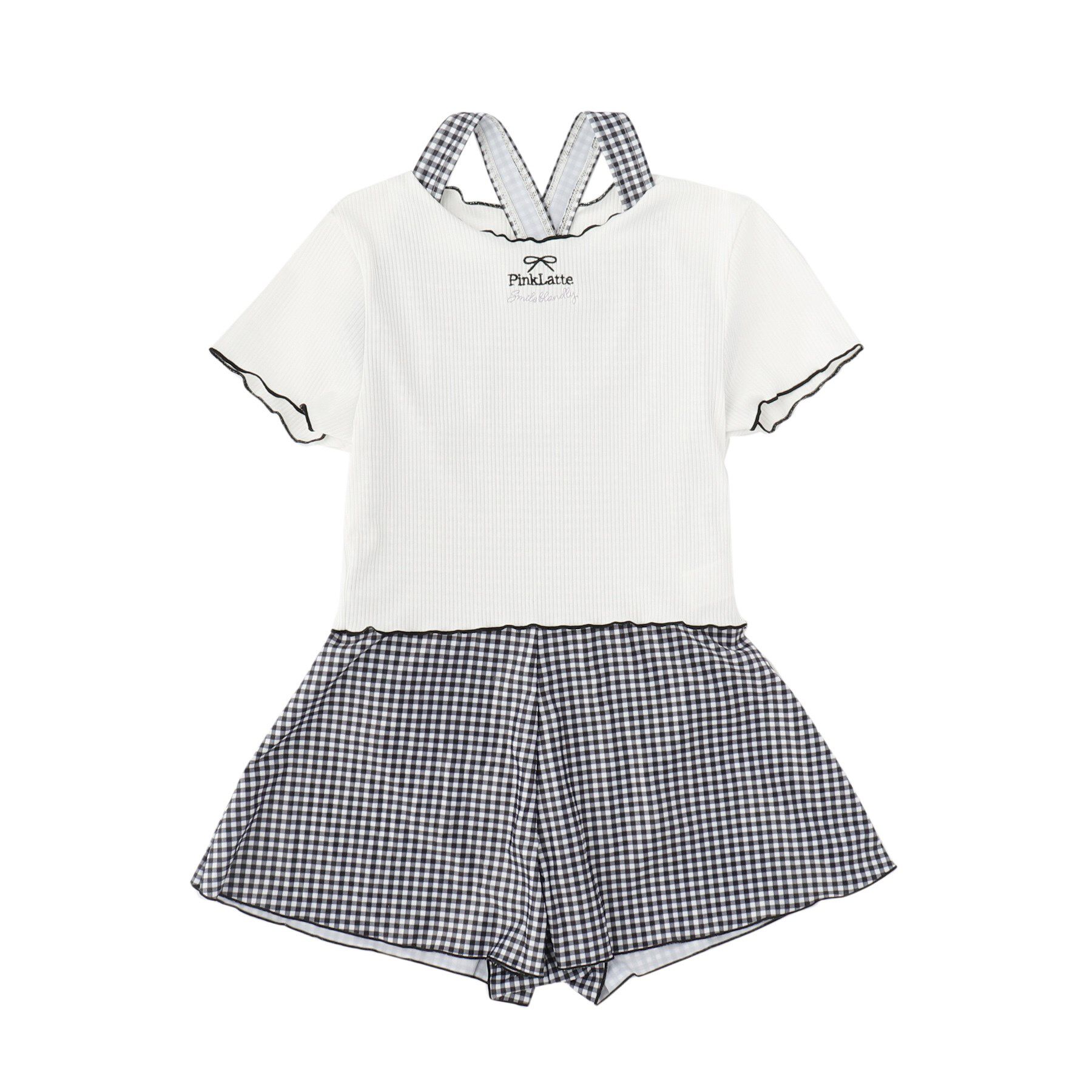 PINK-latte「リブT付ギンガムチェックワンピース」|その他|ブラック(019)