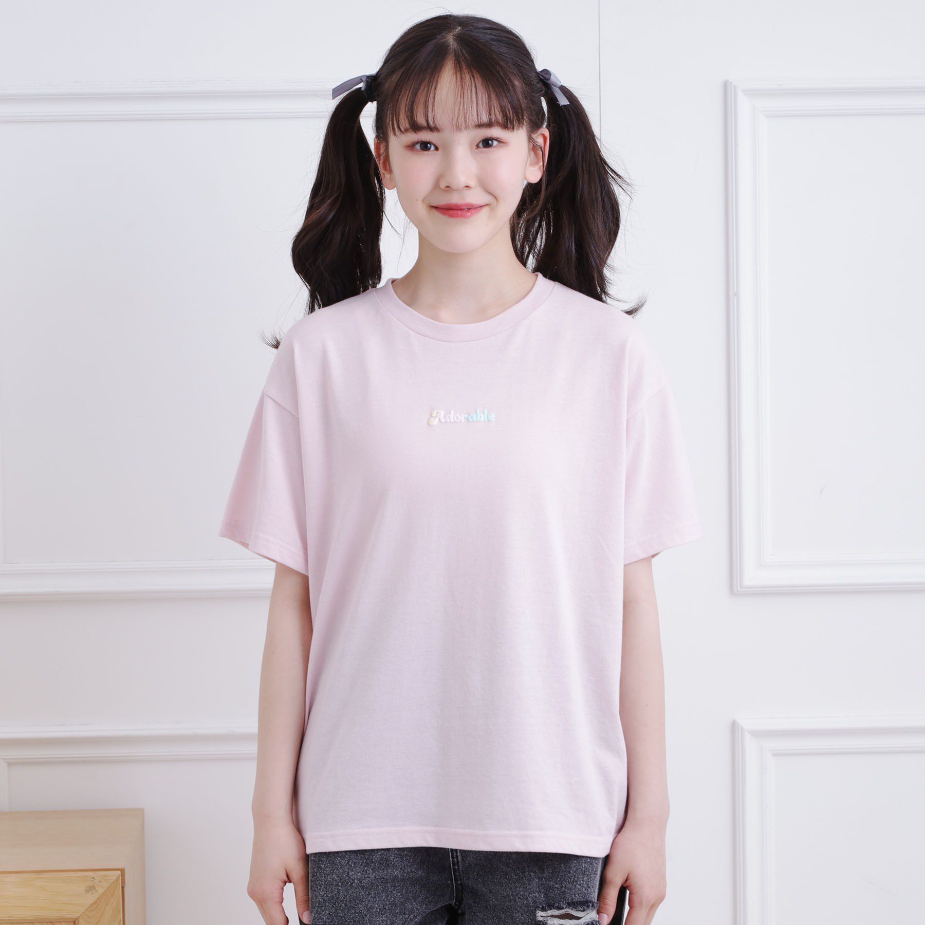 PINK-latte「グラデーションくまちゃん発砲ビッグTシャツ」|Tシャツ・カットソー|