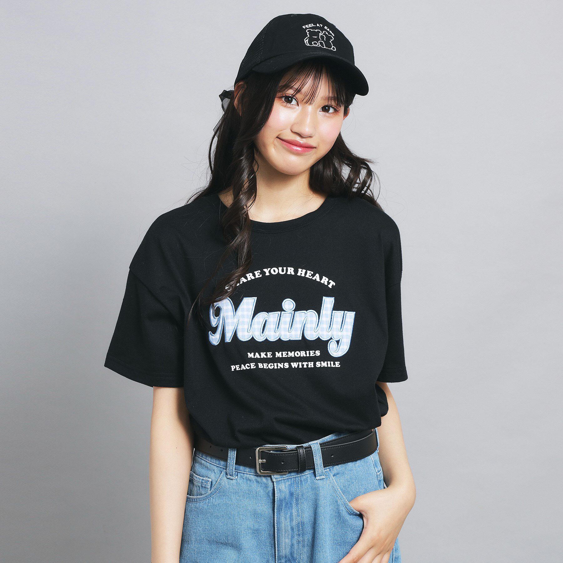 PINK-latte「ギンガムアップリケTシャツ」|Tシャツ・カットソー|