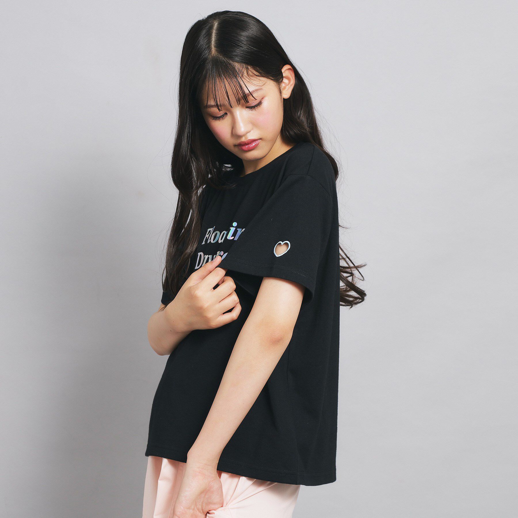 PINK-latte「オーロラプリントハートあきTシャツ」|Tシャツ・カットソー|