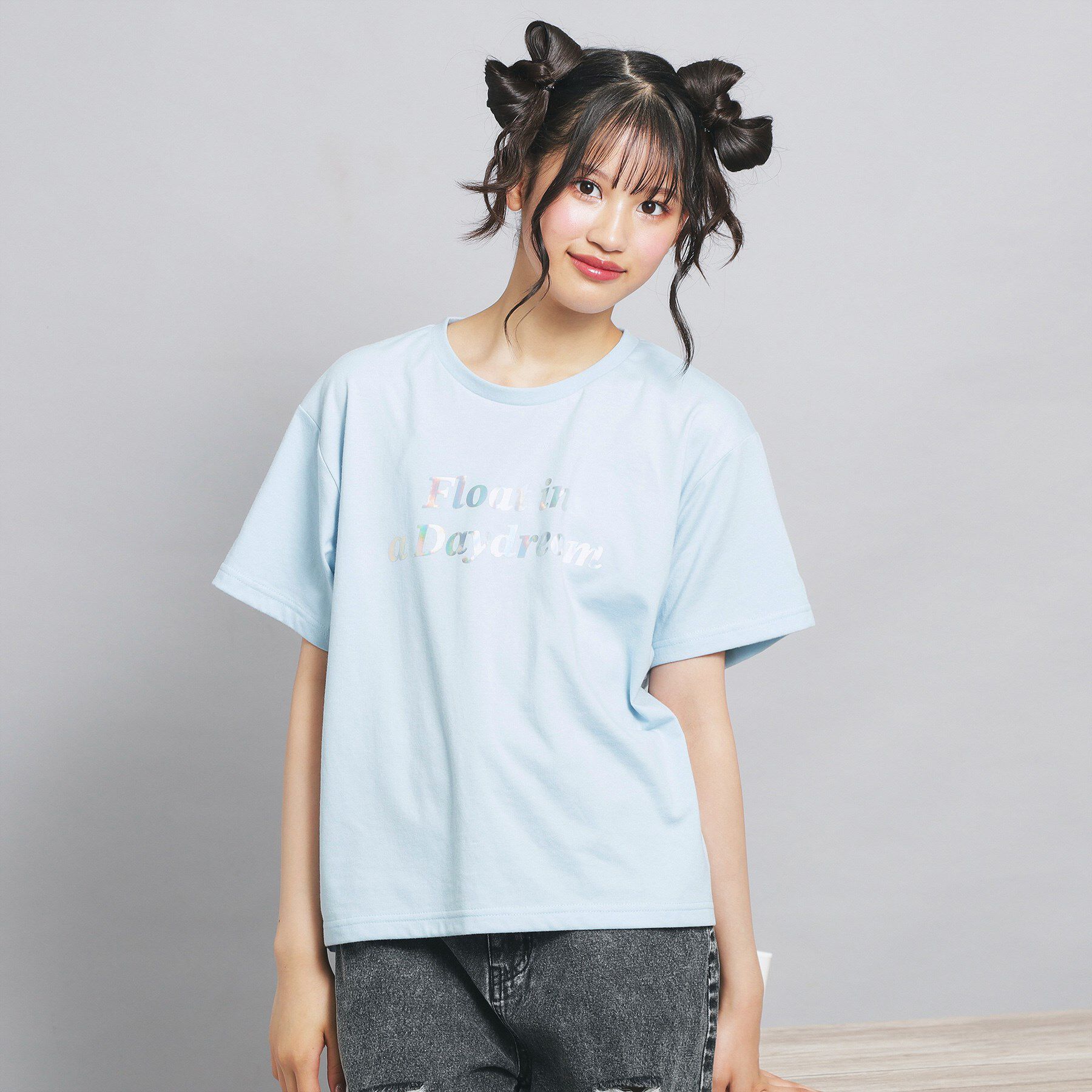 PINK-latte「オーロラプリントハートあきTシャツ」|Tシャツ・カットソー|