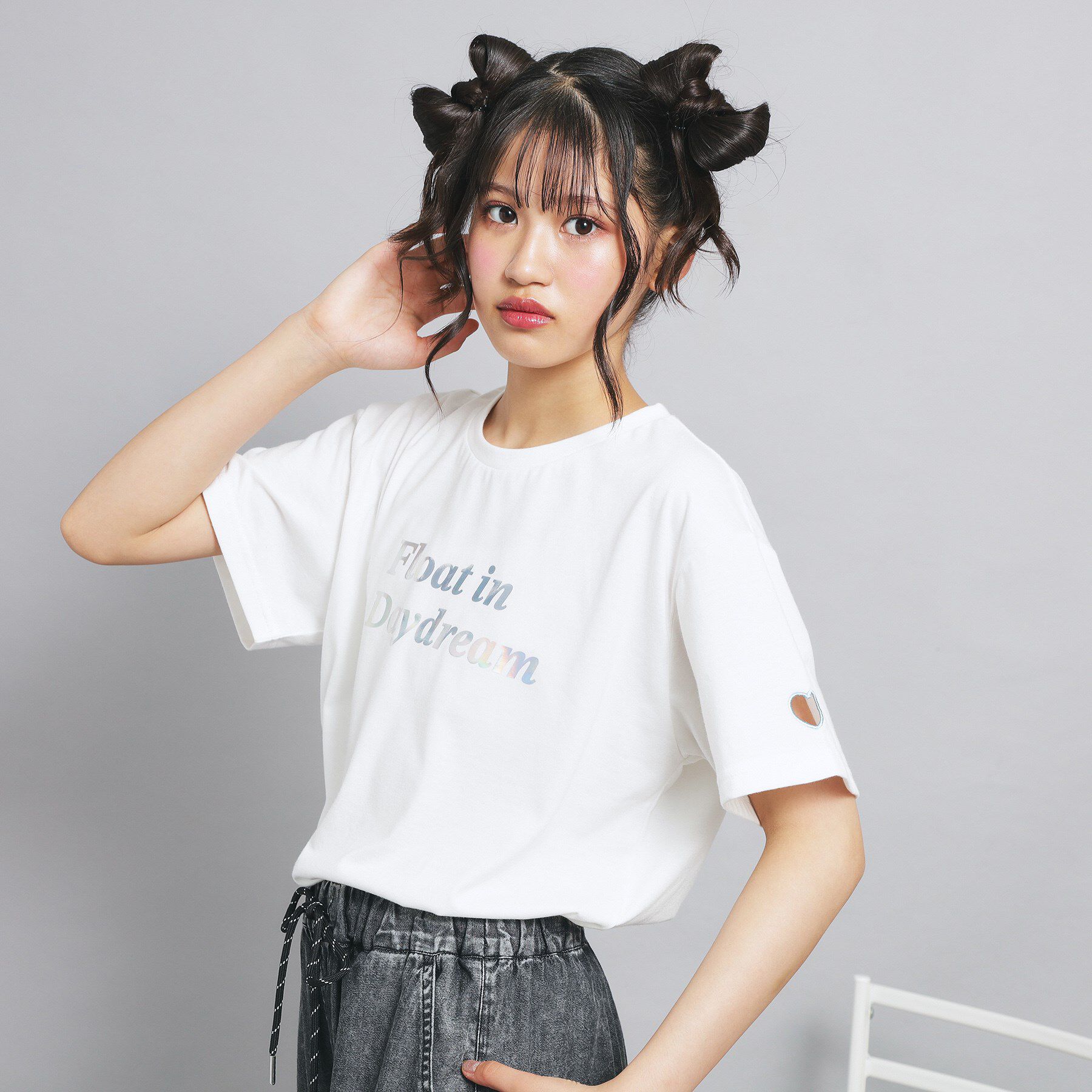 PINK-latte「オーロラプリントハートあきTシャツ」|Tシャツ・カットソー|