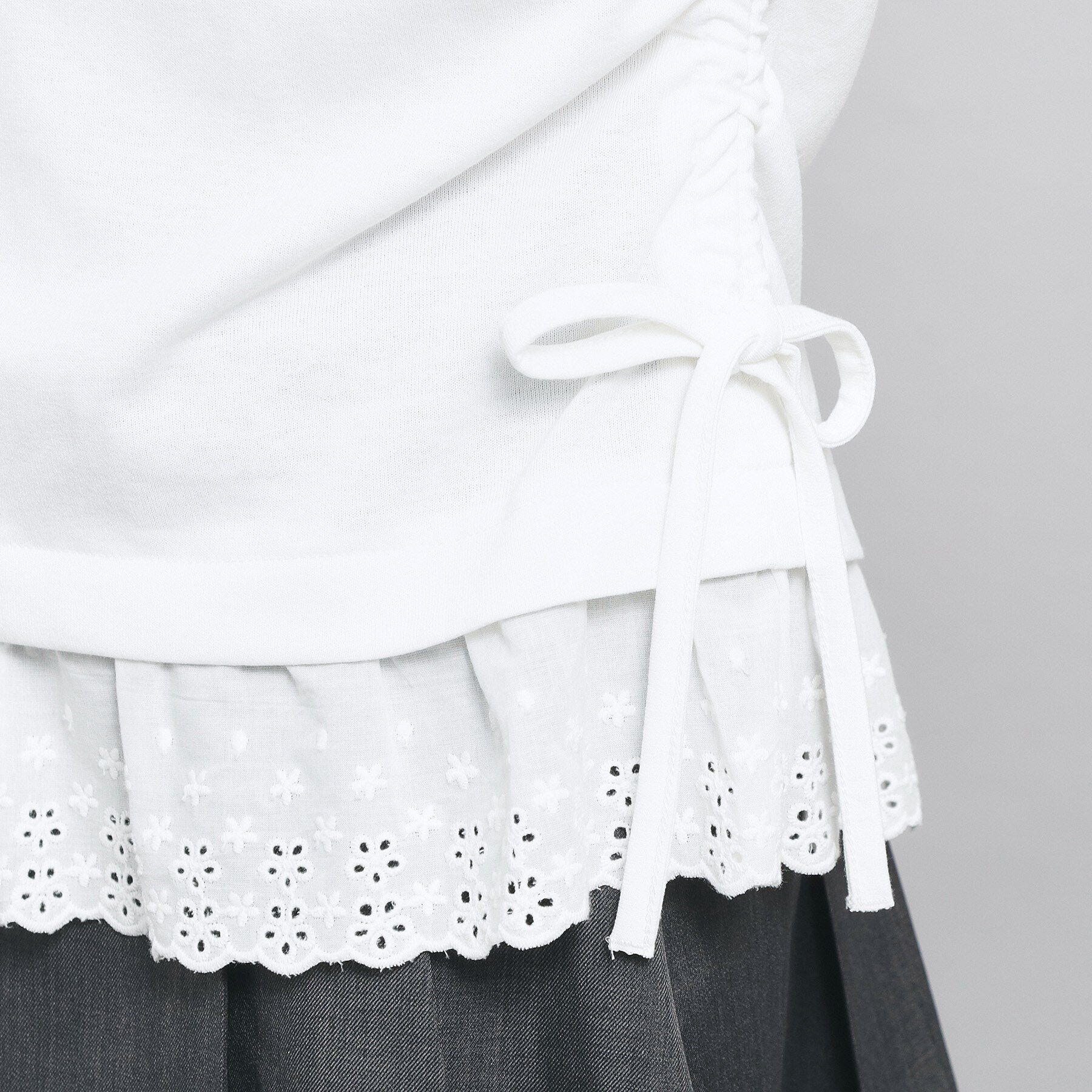 PINK-latte「裾レースドロストトップス」|Tシャツ・カットソー|