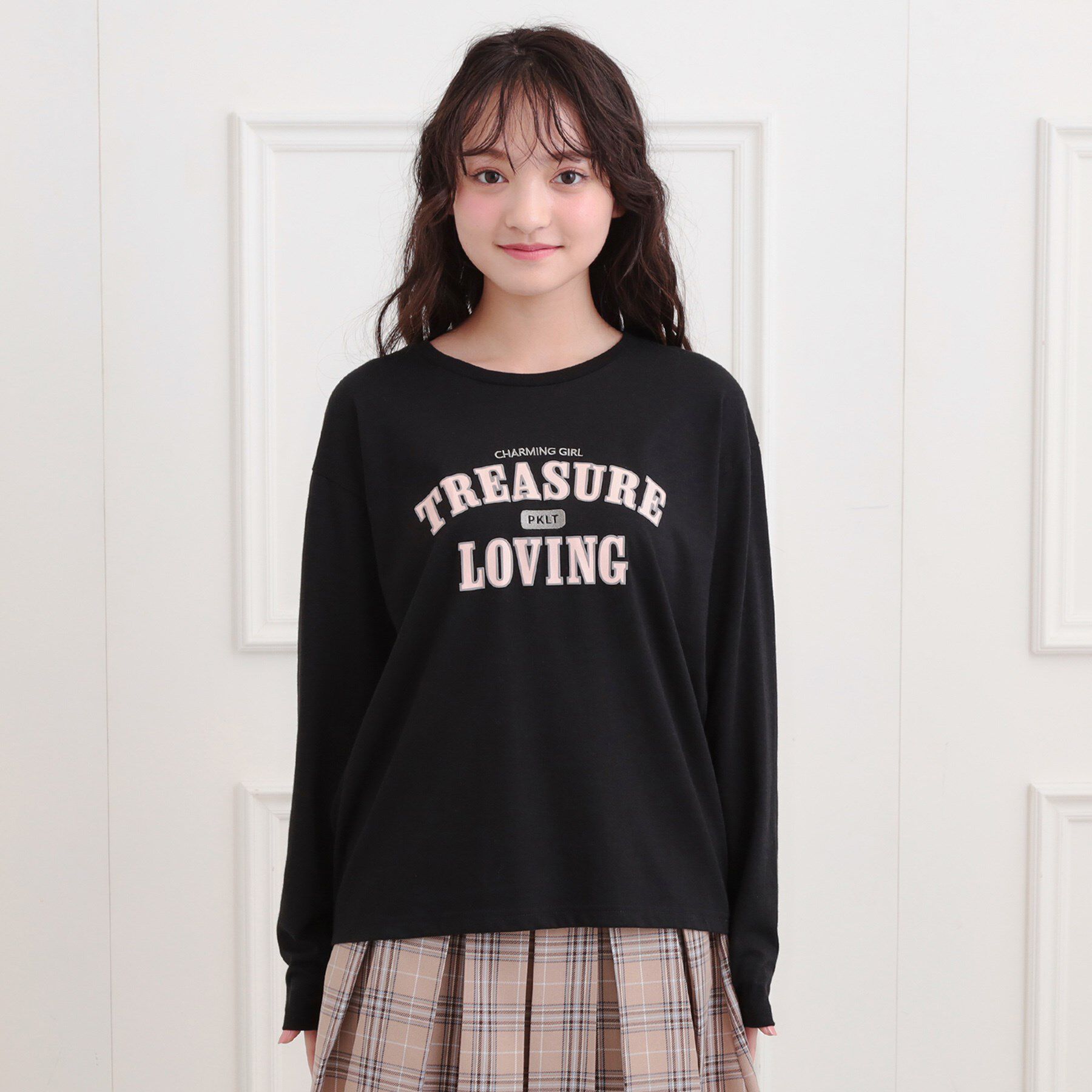 PINK-latte「【プチプラ】カレッジロンT」|Tシャツ・カットソー|