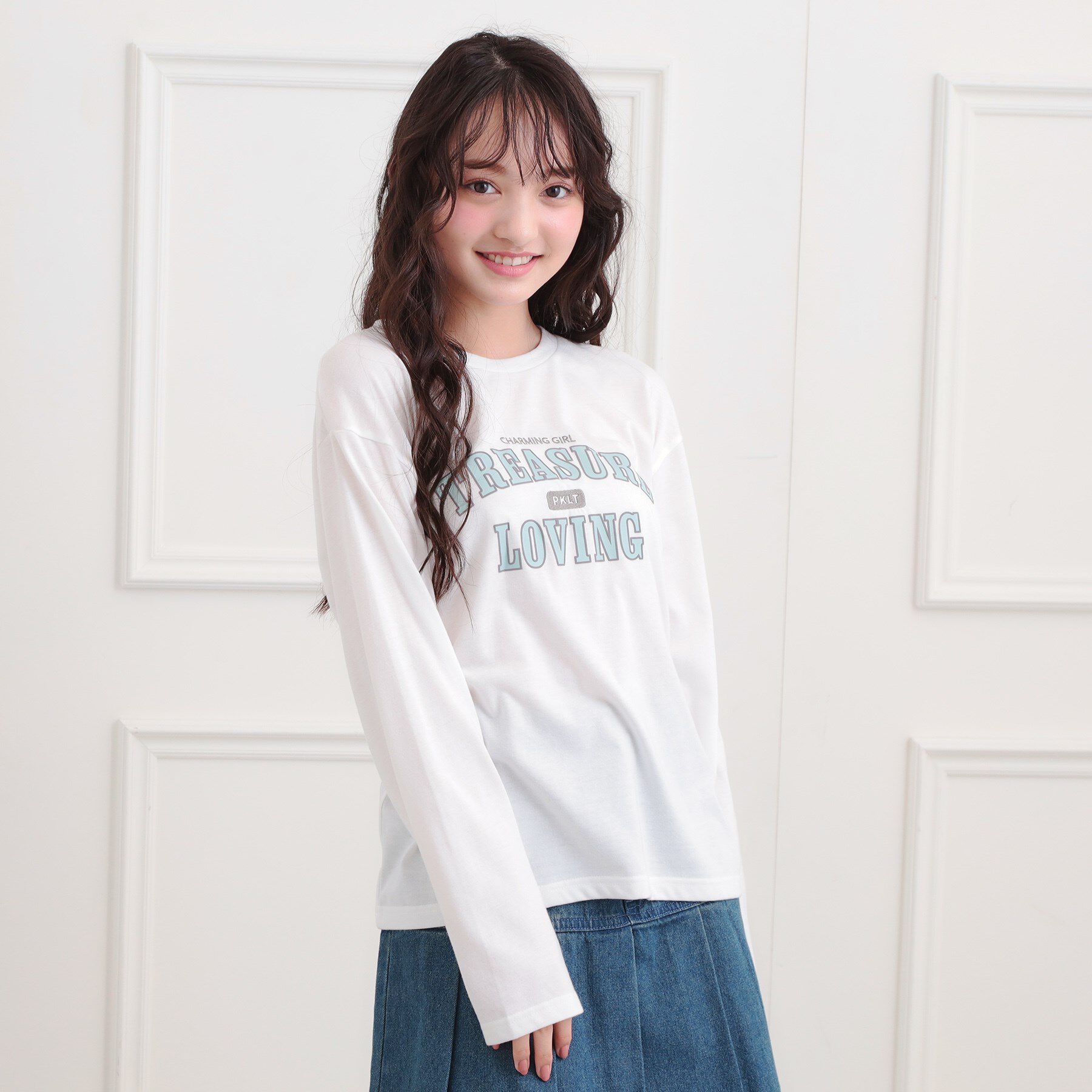 PINK-latte「【プチプラ】カレッジロンT」|Tシャツ・カットソー|