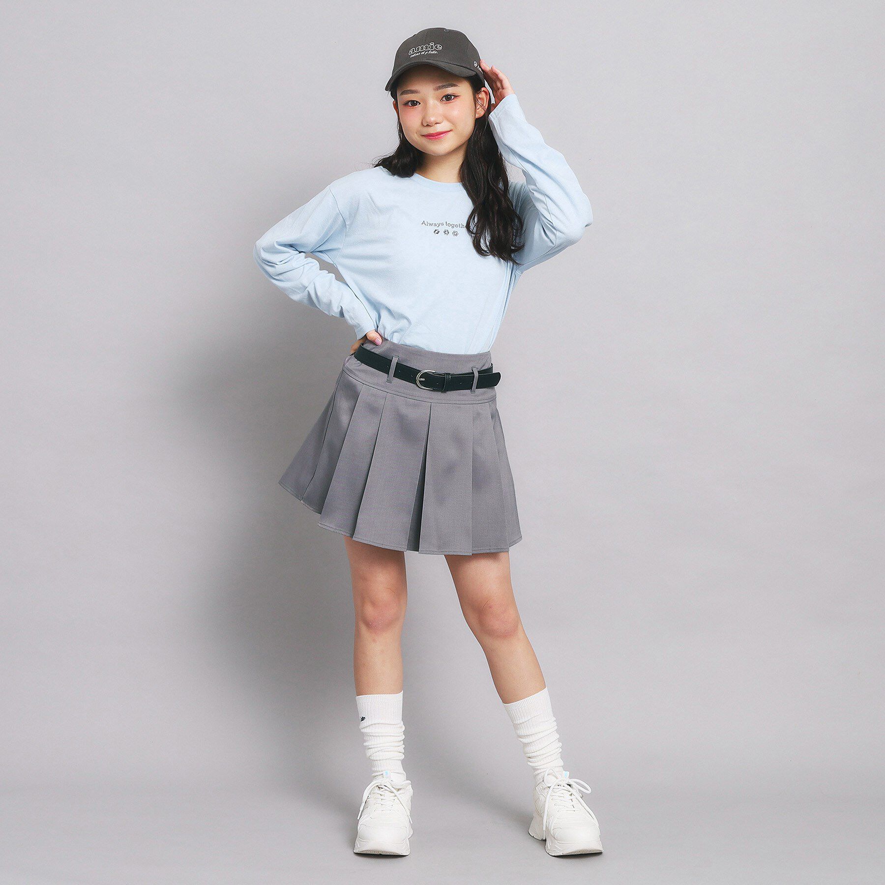 PINK-latte「ベルト付プリーツスカート」|スカート|