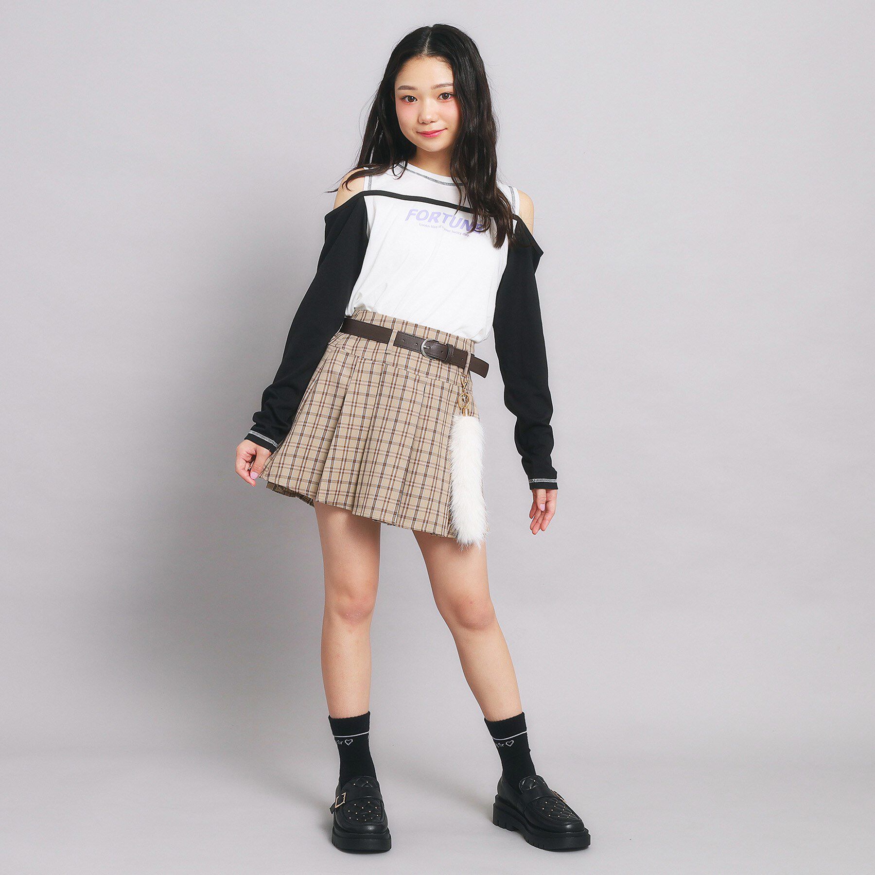 PINK-latte「ベルト付プリーツスカート」|スカート|