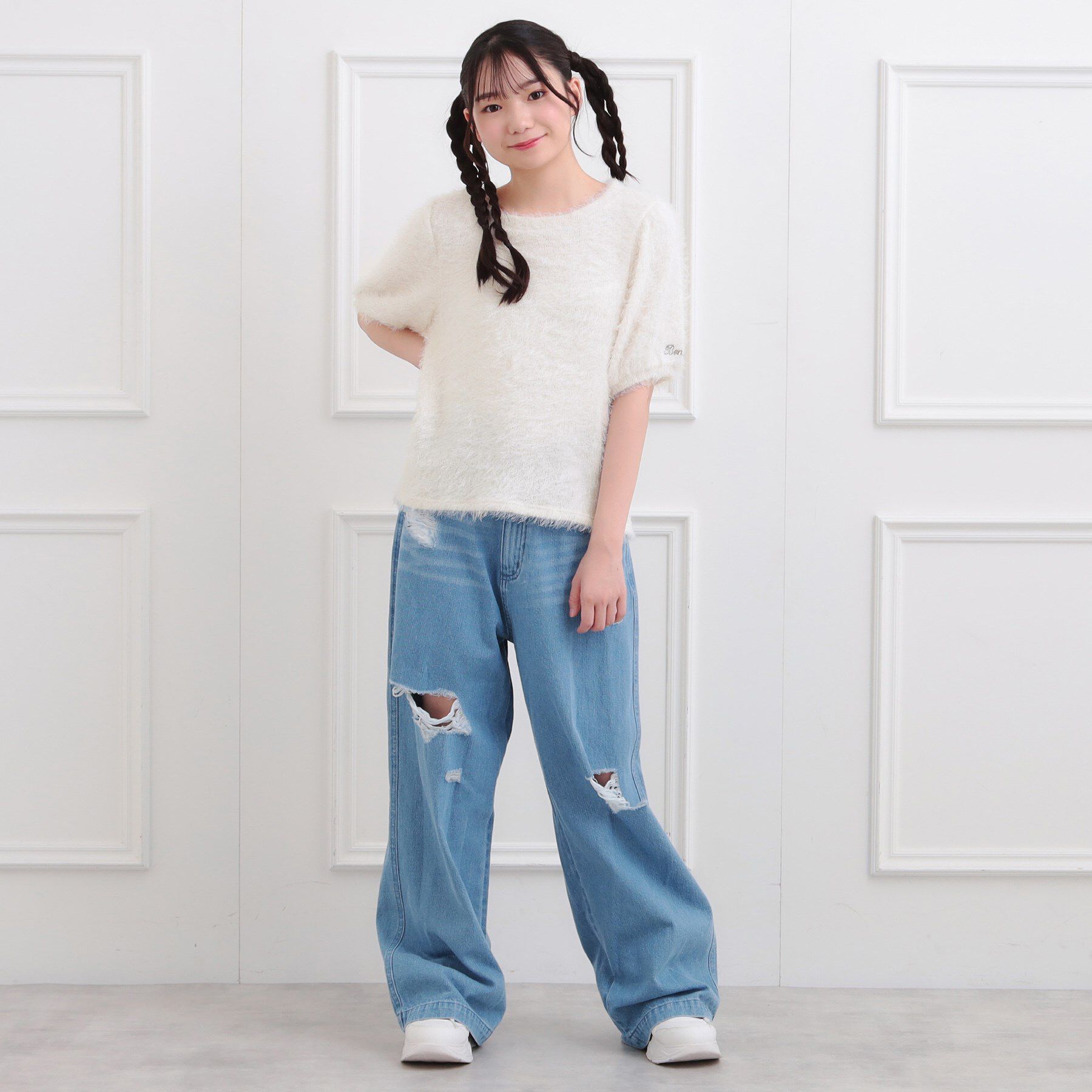 PINK-latte「ふわふわパフスリーブ半袖トップス」|ニット・セーター|