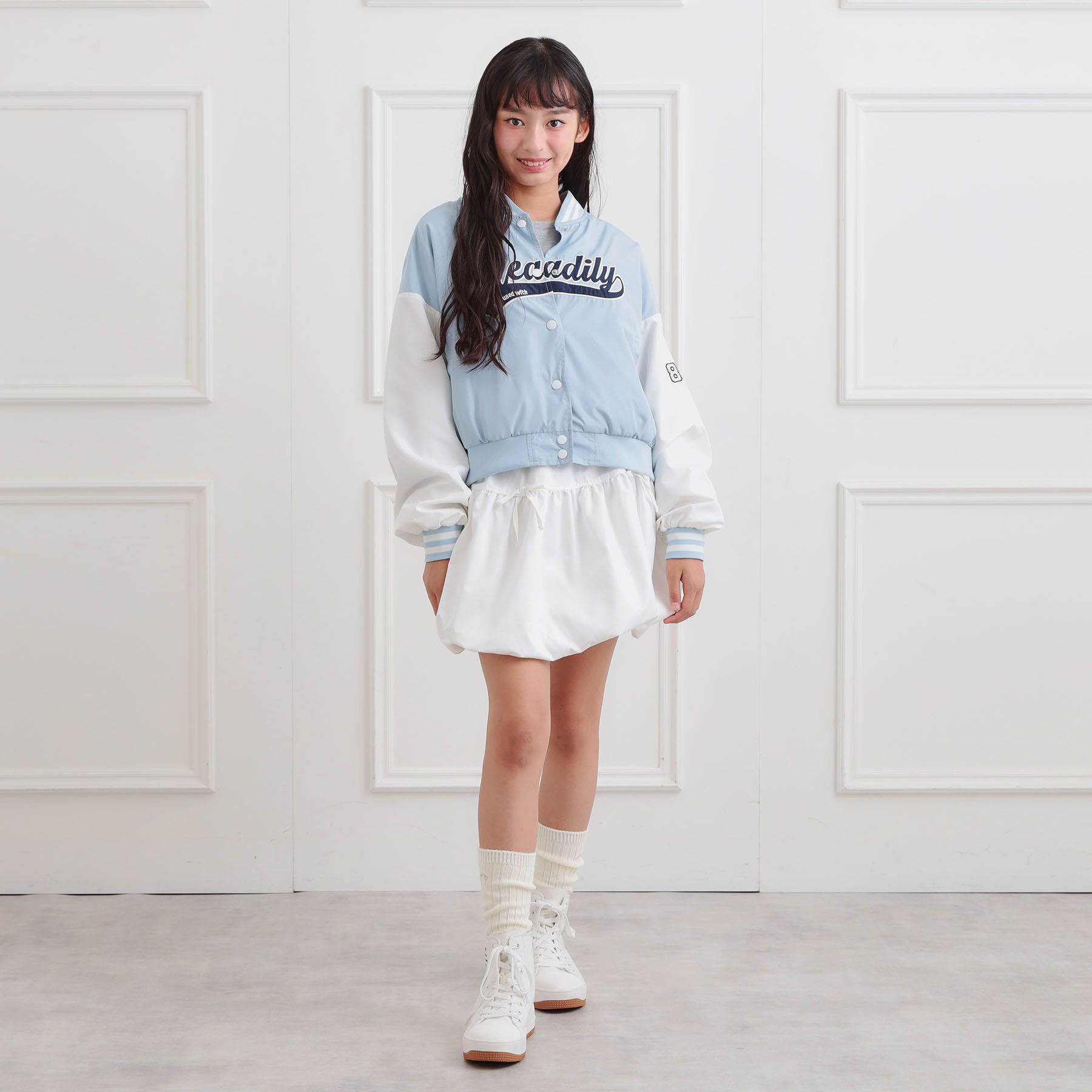 PINK-latte「ロゴアップリケスタジャン」|ブルゾン・スタジャン|